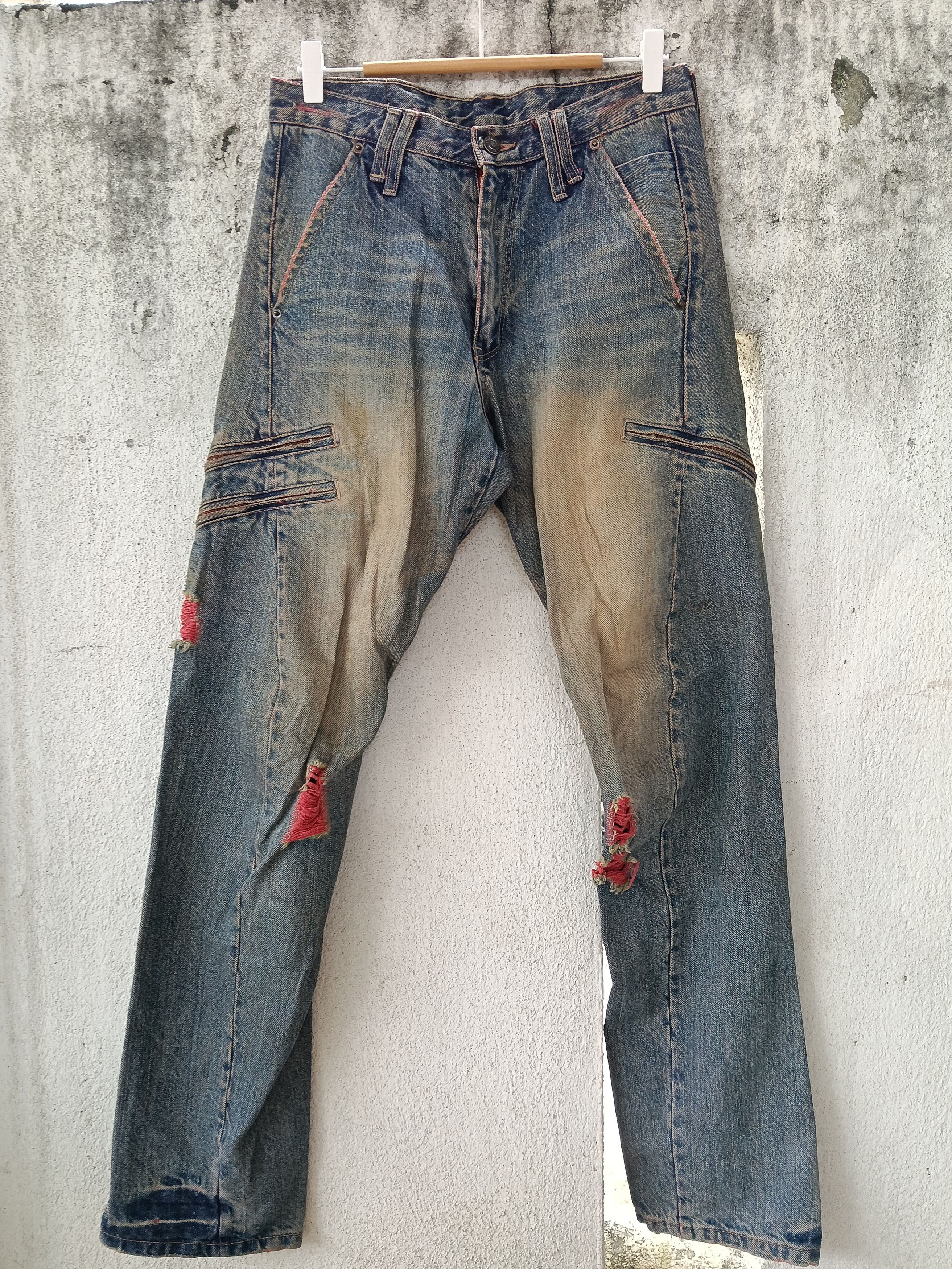 If Six Was Nine 💥 Japanese Brand Goddess Distressed Denim Twisted Leg💥 Size US 31 - 1 Thumbnail