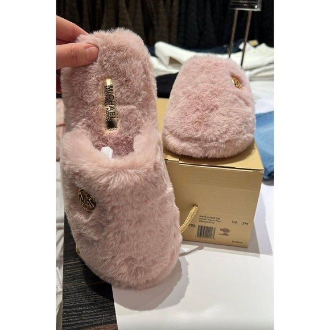 Michael Kors Alexis Closed toe Sherpa Slides Blossom Size 8