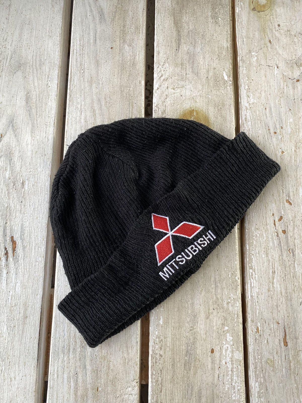 Vintage Vintage Y2k Mitsubishi Racing Flames Beanie Hat Rare OS Size ONE SIZE - 1 Thumbnail
