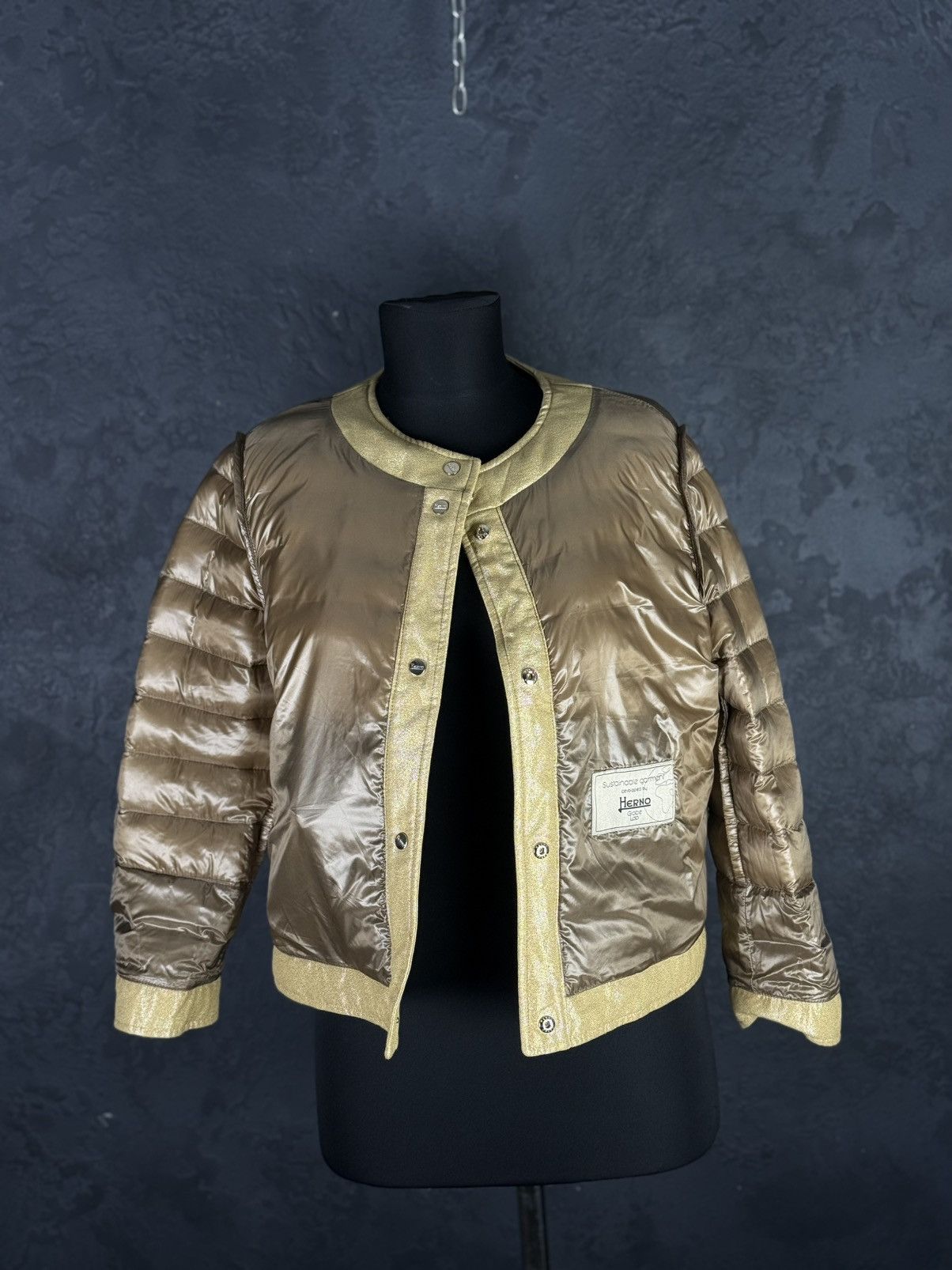 Herno HERNO Lurex Quilted Down Jacket Size L / US 10 / IT 46 - 12 Thumbnail
