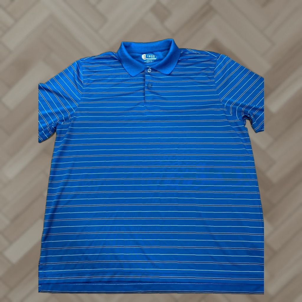 Izod IZOD Polo Shirt Mens XL Light Blue Striped Golf 3695 Size US XL / EU 56 / 4 - 1 Thumbnail