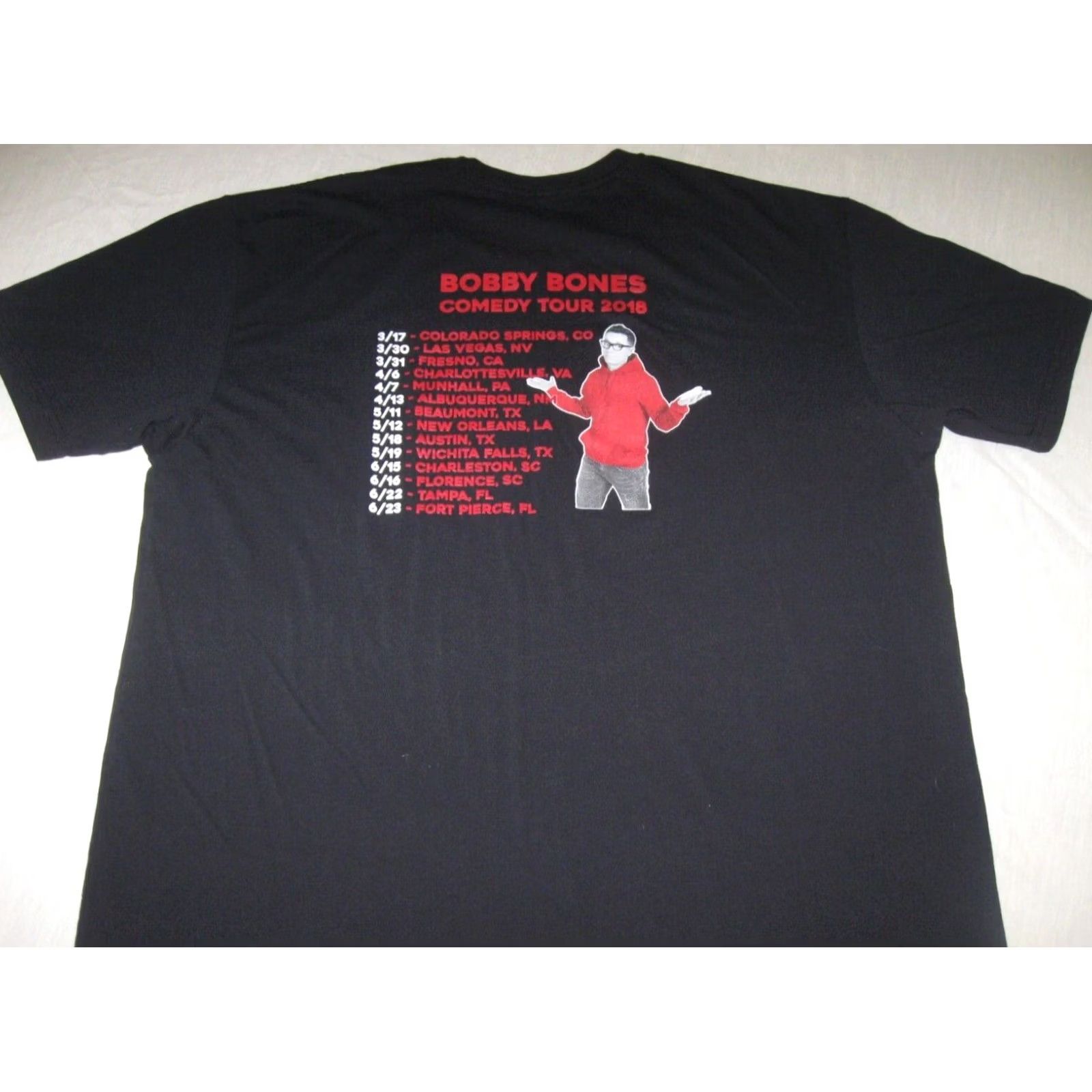 Bones BOBBY BONES Red Hoodie Tour 2018 T-Shirt Men's 2XL Black Graphic Print Cotton Polyester CAN'T SEE APPAREL Crew Neck Short Sleeve Vintage: No Size US XXL / EU 58 / 5 - 3 Thumbnail
