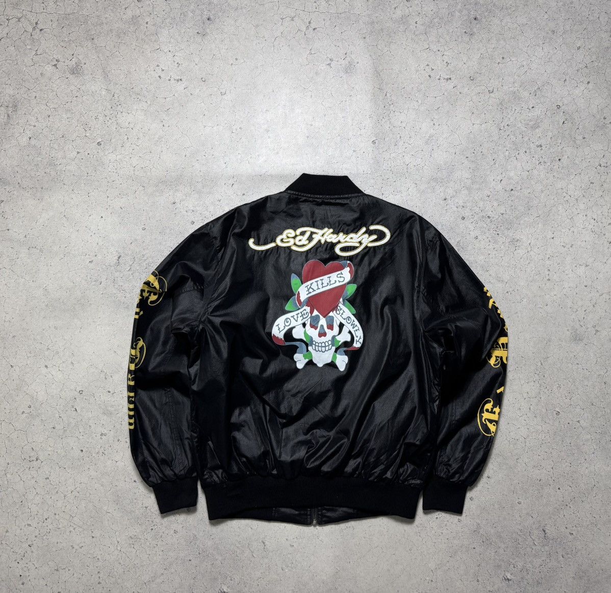Ed Hardy Ed Hardy Skull Black Bomber Jacket Vintage Size US L / EU 52-54 / 3 - 1 Thumbnail