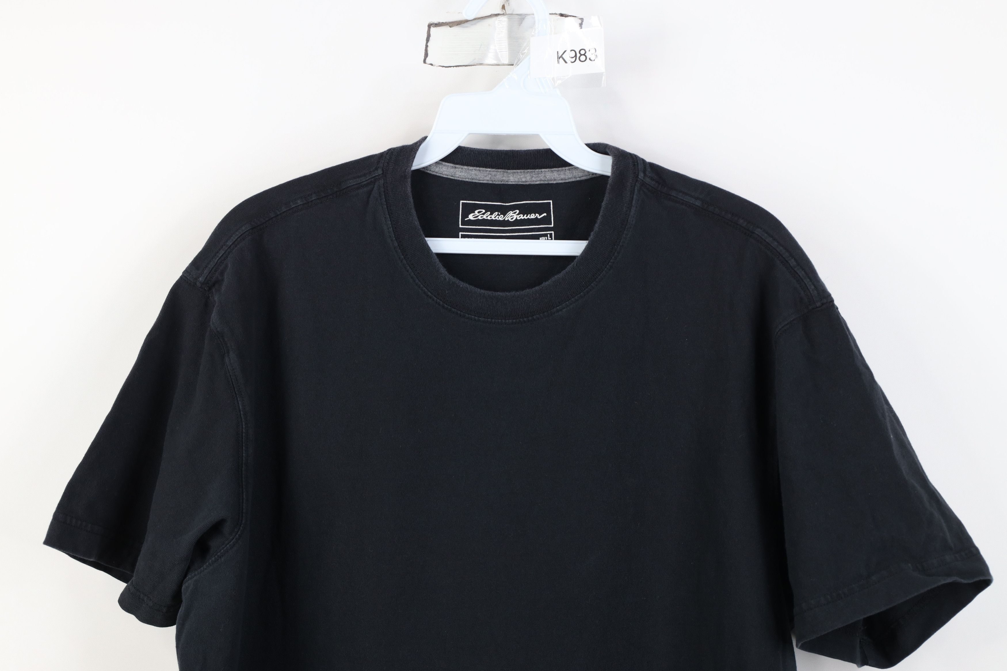 Eddie Bauer Vintage Y2K Eddie Bauer Blank Heavy Cotton T-Shirt Black Size US L / EU 52-54 / 3 - 2 Thumbnail