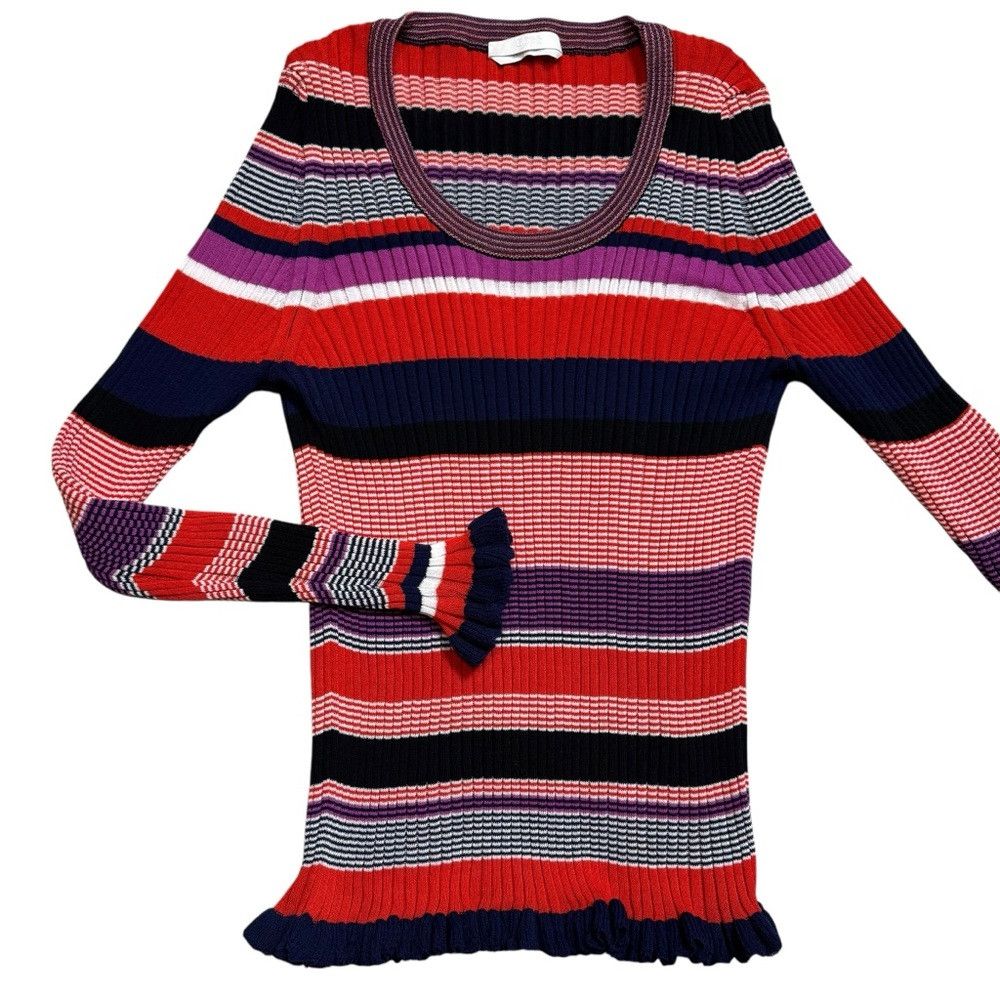 Hugo Boss BOSS Hugo Boss Striped Cotton Ruffle Hem Sweater M Size M / US 6-8 / IT 42-44 - 9 Thumbnail
