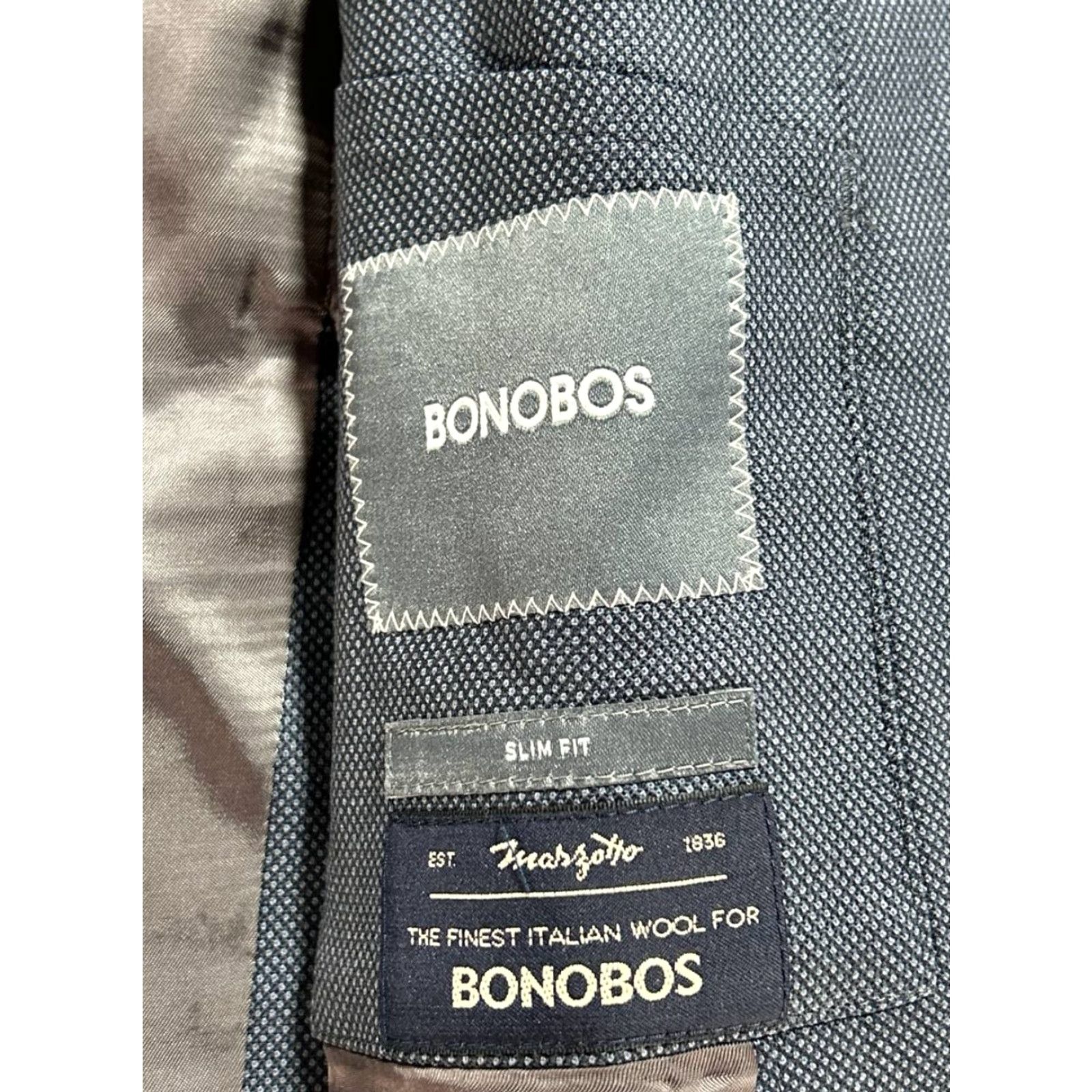 Bonobos Bonobos Blazer Jacket Mens 44 Gray Slim Wool Stretch Notch Lapel Jacket Single-Breasted Modern Classic Size 44R - 7 Thumbnail