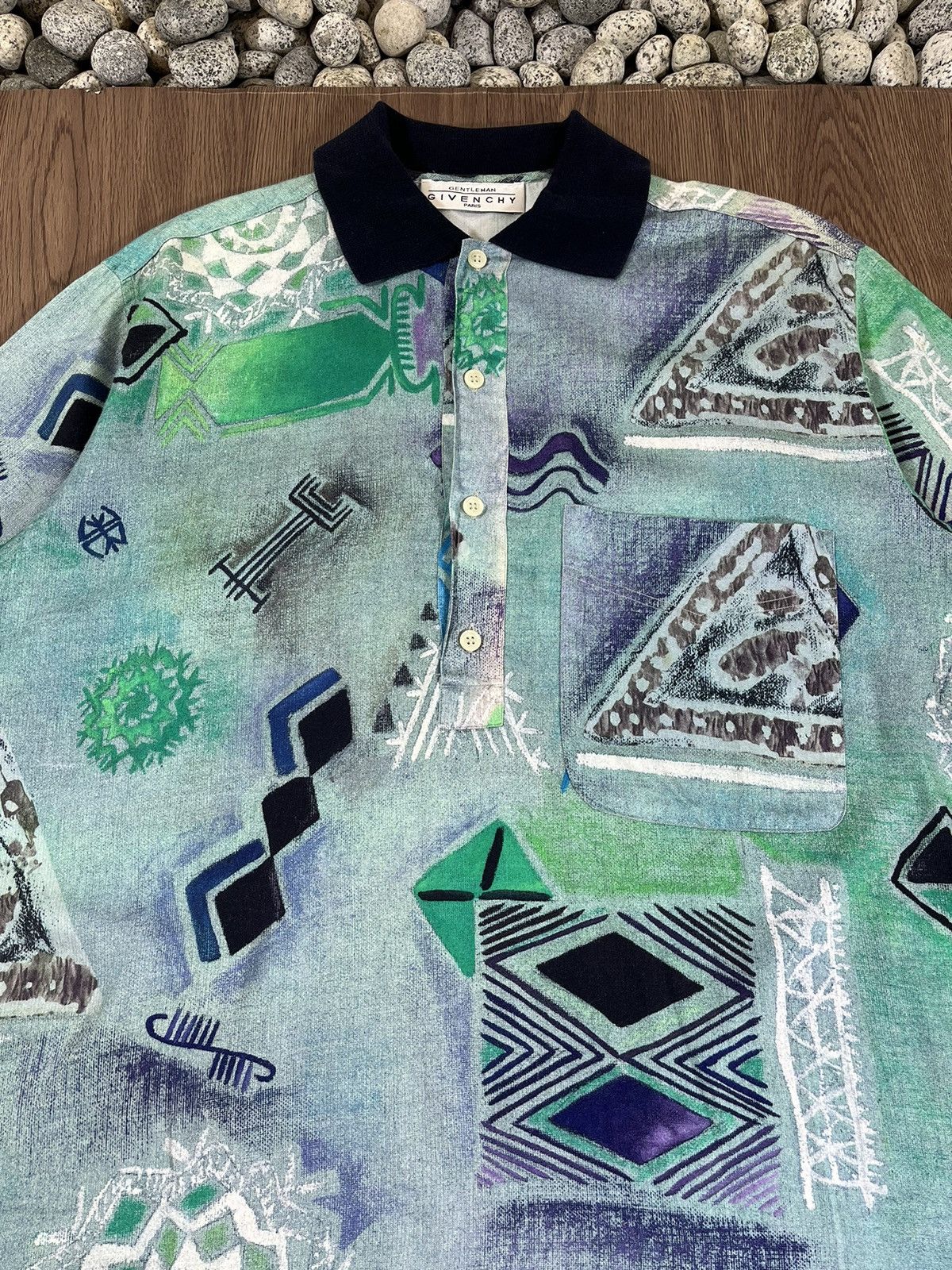 Givenchy Gentleman Givenchy Half Button Polo Shirt – Abstract Pattern Size US XL / EU 56 / 4 - 3 Thumbnail