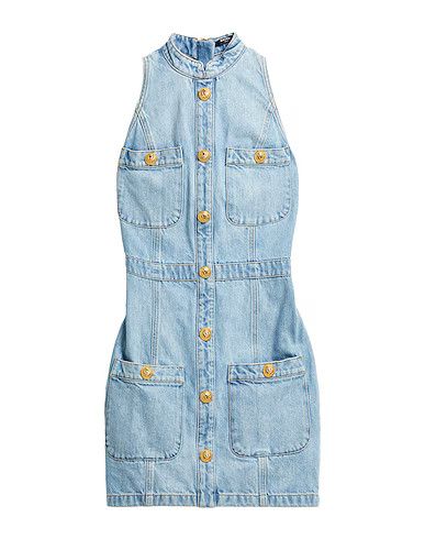 Balmain o1y0525 Mini Denim Dress in Blue Size XS / US 0-2 / IT 36-38 - 1 Thumbnail