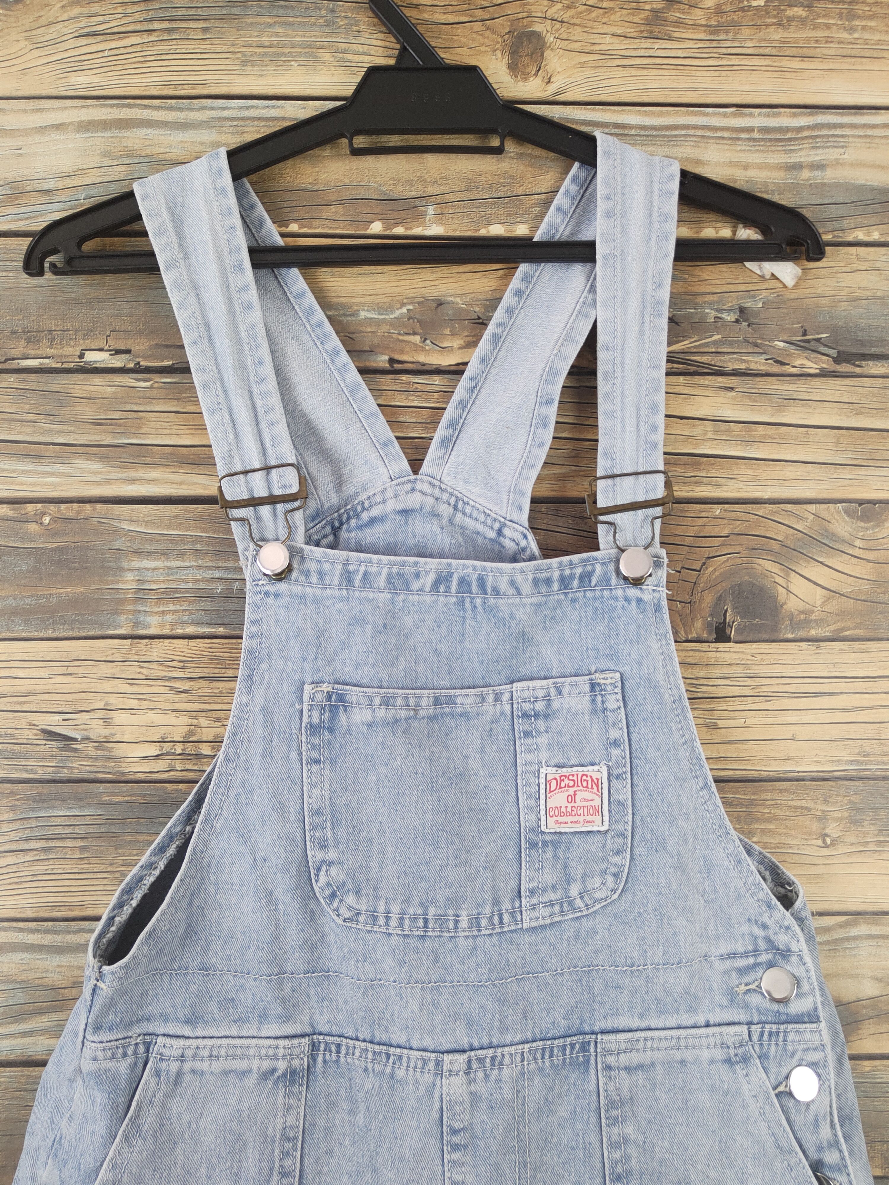 Japanese Brand × Vintage Japanese Brand Light Blue Denim Shortall Jumpsuits Size 33" - 3 Thumbnail