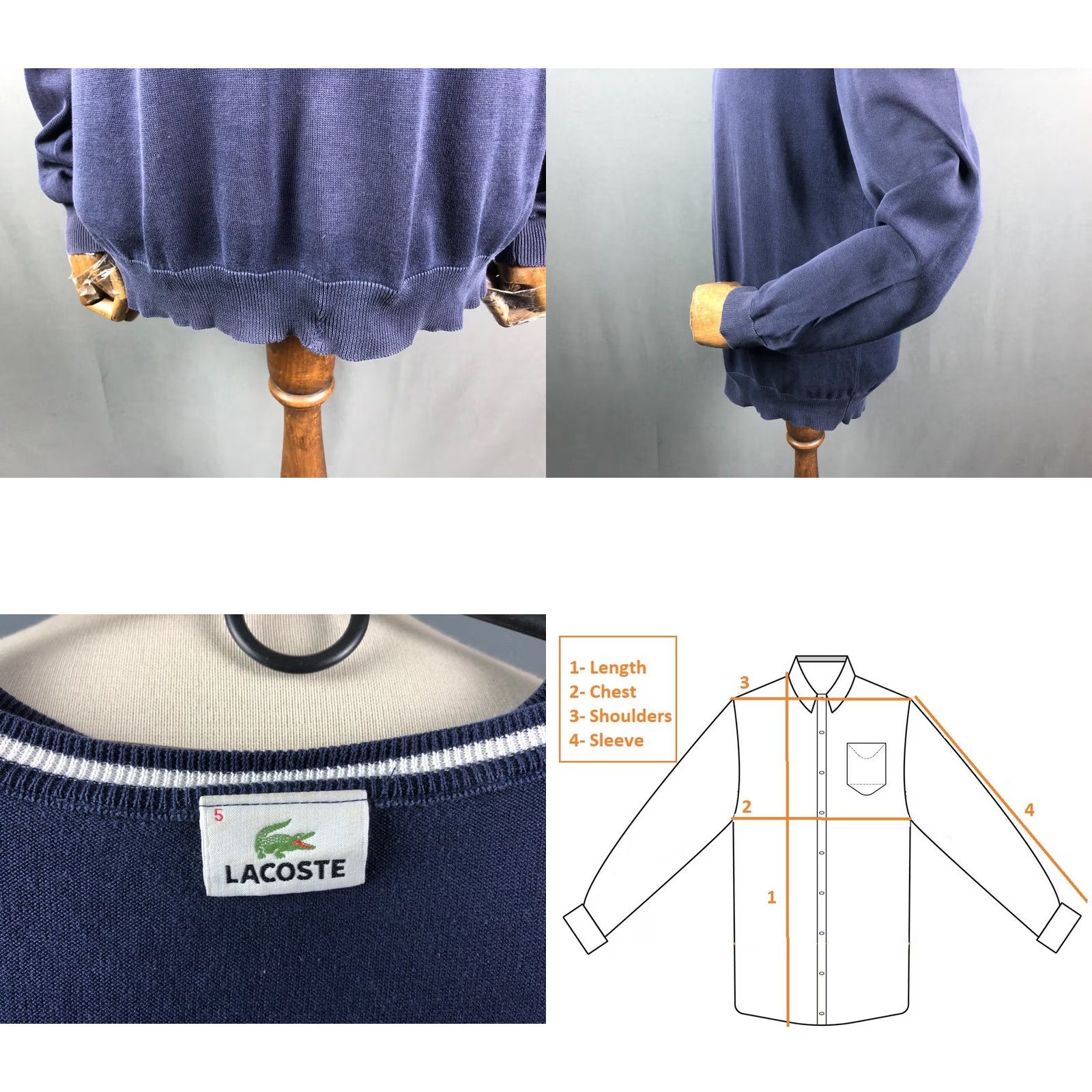 Lacoste Lacoste Sweater Men's Size 5 Cotton Dark Blue Crew Neck Pullover Size US S / EU 44-46 / 1 - 8 Thumbnail