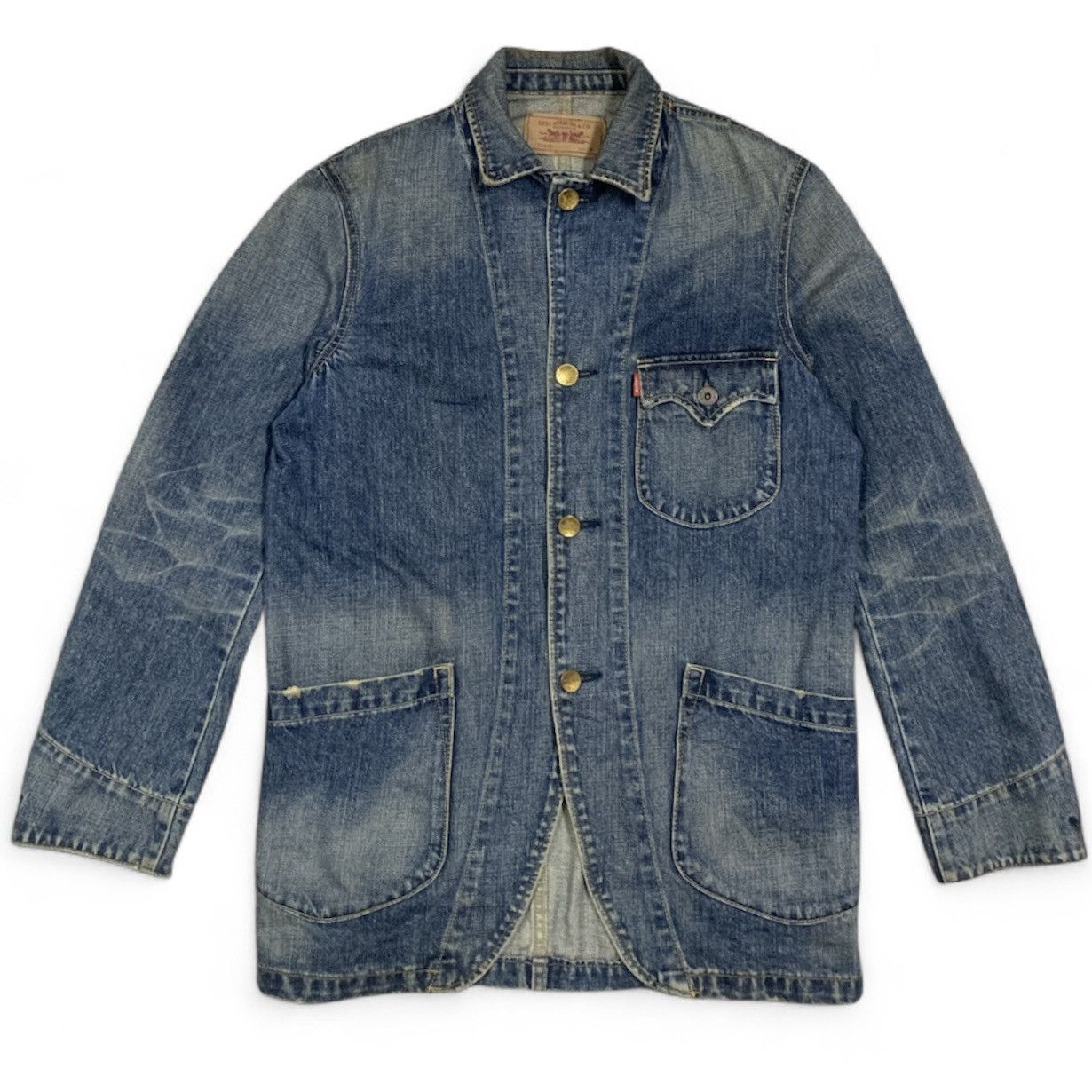 Levi's Vintage Clothing Vintage Levi's 70802 Washed Chore Coverall Denim Work Jacket Size US M / EU 48-50 / 2 - 1 Thumbnail