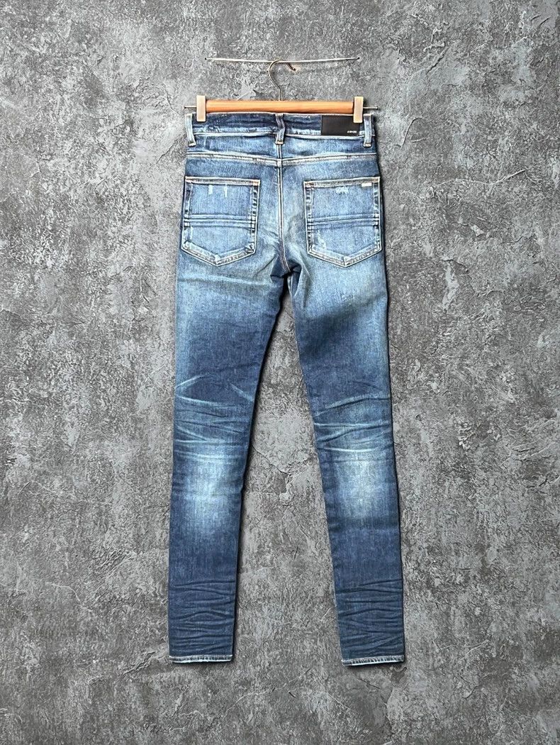 Amiri Amiri Leather Logo Elastic Destroyed Denim Pants Size US 29 - 2 Thumbnail