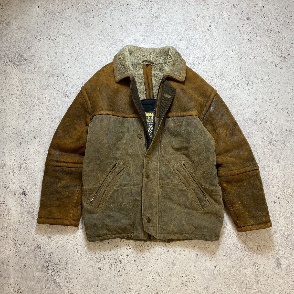 Camel × Japanese Brand × Vintage Vintage 90s Leather Camel Jacket Coat Y2K Avantgarde Retro Size US XL / EU 56 / 4 - 1 Thumbnail