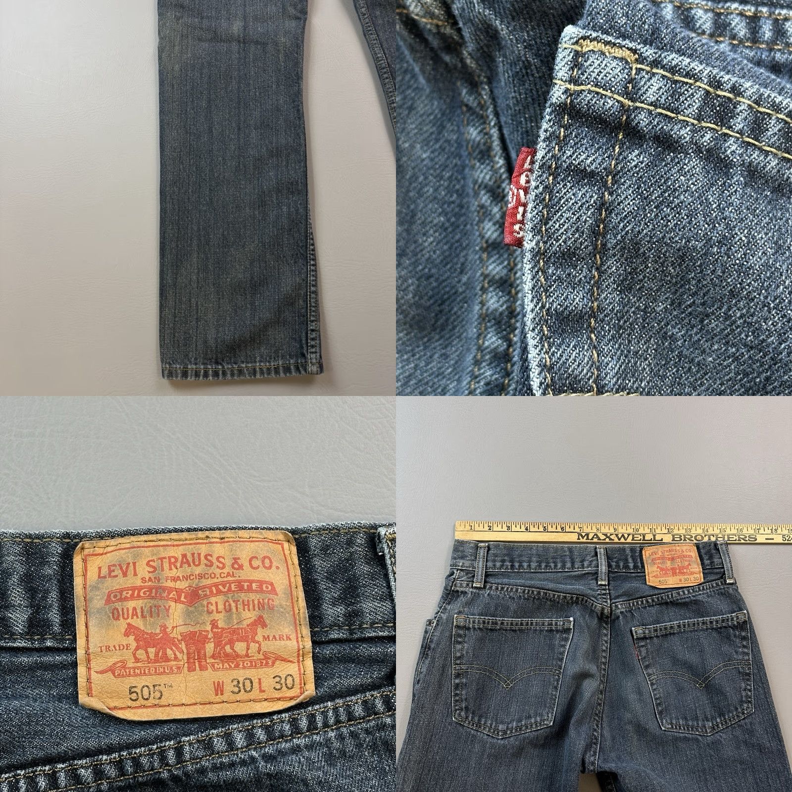 Levi's VINTAGE Levi's 505 Jeans Mens 30x30 Dark Wash Denim Straight Fit Casual 90s USA Cowboy Retro 5-Pocket Mens Jeans Size US 30 / EU 46 - 9 Thumbnail