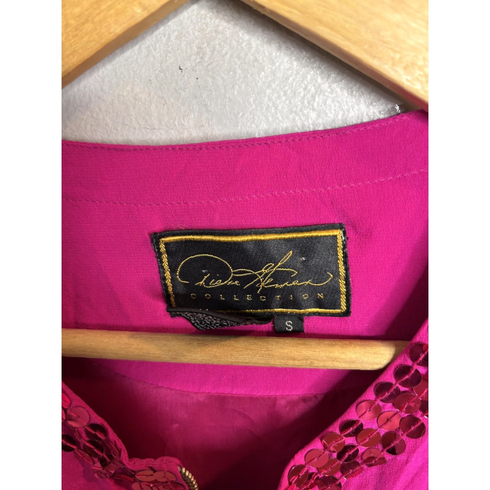 Vintage Rita Stevens Collection Jacket Womens Small Pink Sequin Satin Zip Party Evening Size S / US 4 / IT 40 - 3 Thumbnail