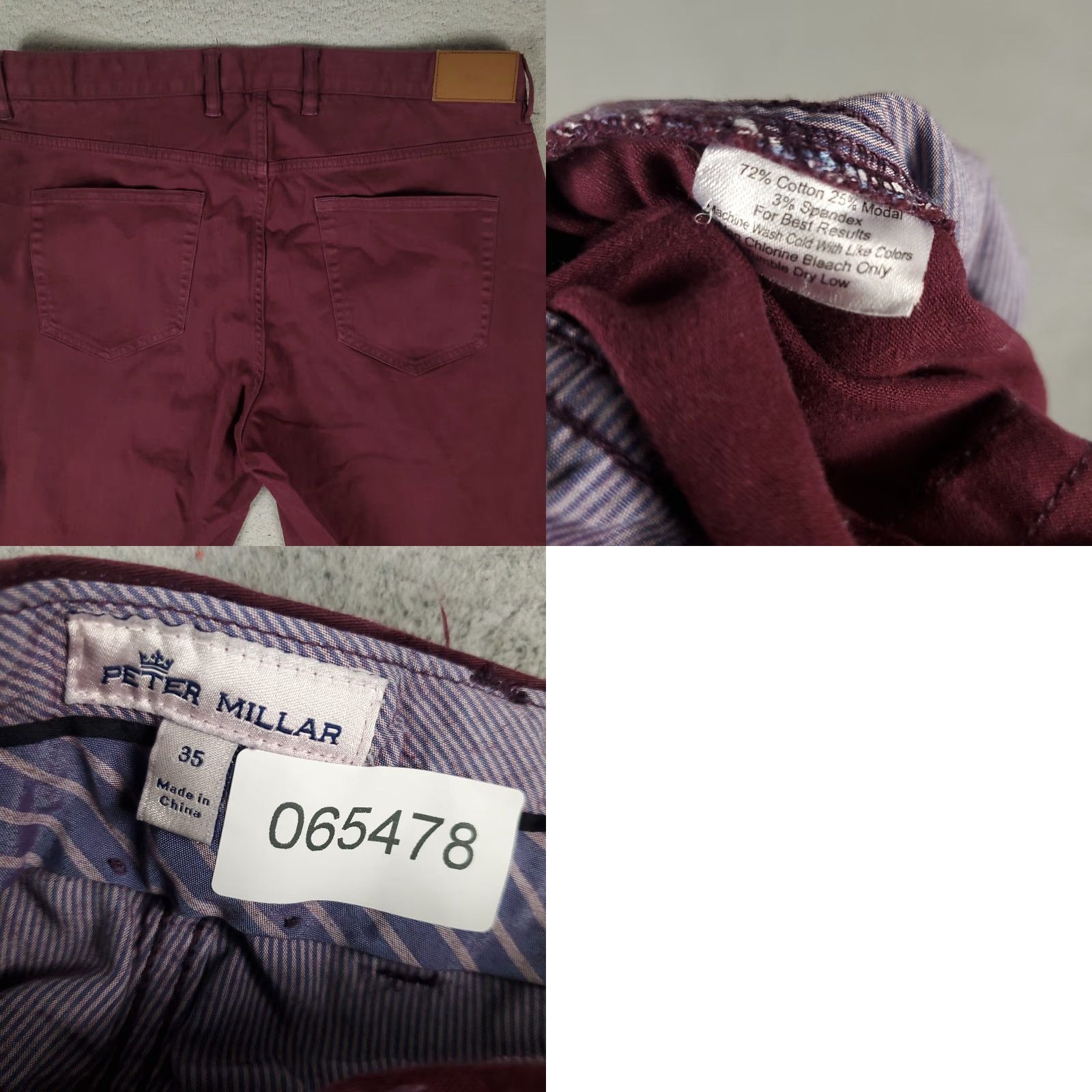 Peter Millar Peter Millar Jeans Mens 35x28 Burgundy 5 Pocket Straight Leg Pants Size US 35 - 8 Thumbnail