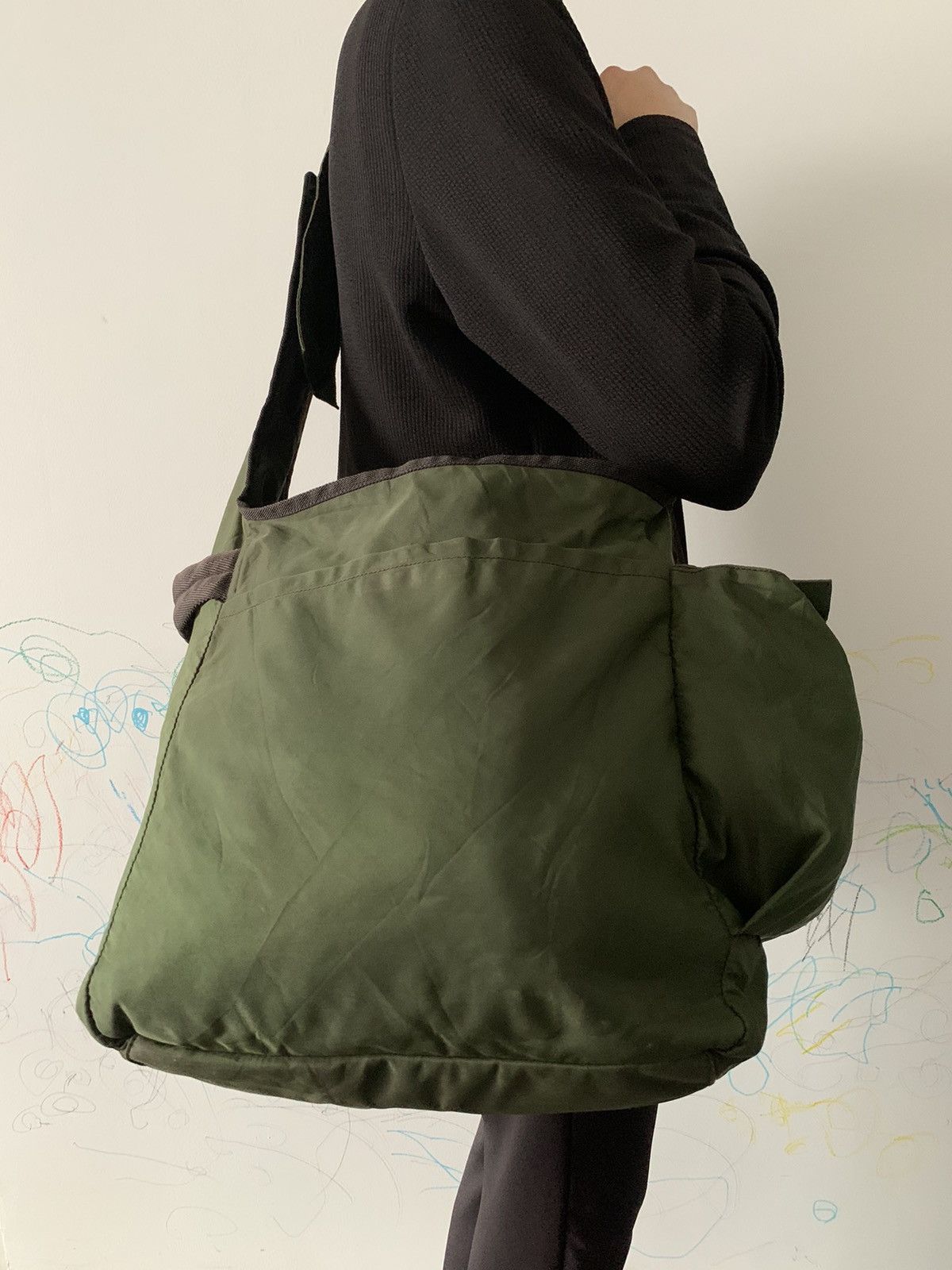 Prada Army Green Nylon Large Crossbody Sling Bag, Men's