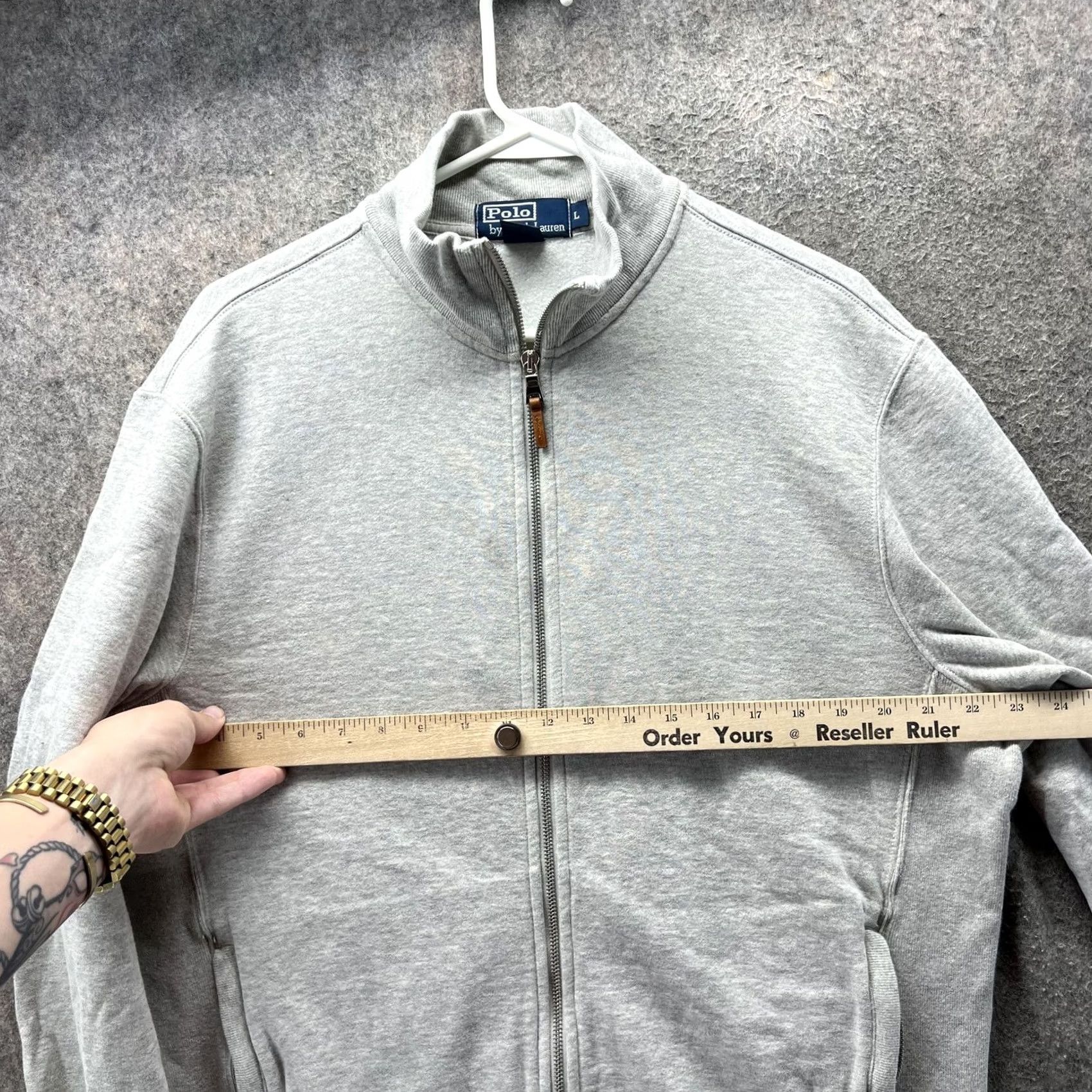 Polo Ralph Lauren VINTAGE Polo Ralph Lauren Sweatshirt Mens Large Gray Full Zip Fleece Jacket Pockets 90s Mens Size US L / EU 52-54 / 3 - 3 Thumbnail
