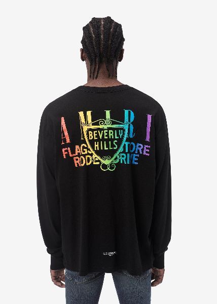 Amiri o1orln1025 Long Sleeve Beverly Hills T-Shirt in Black Size US S / EU 44-46 / 1 - 4 Thumbnail