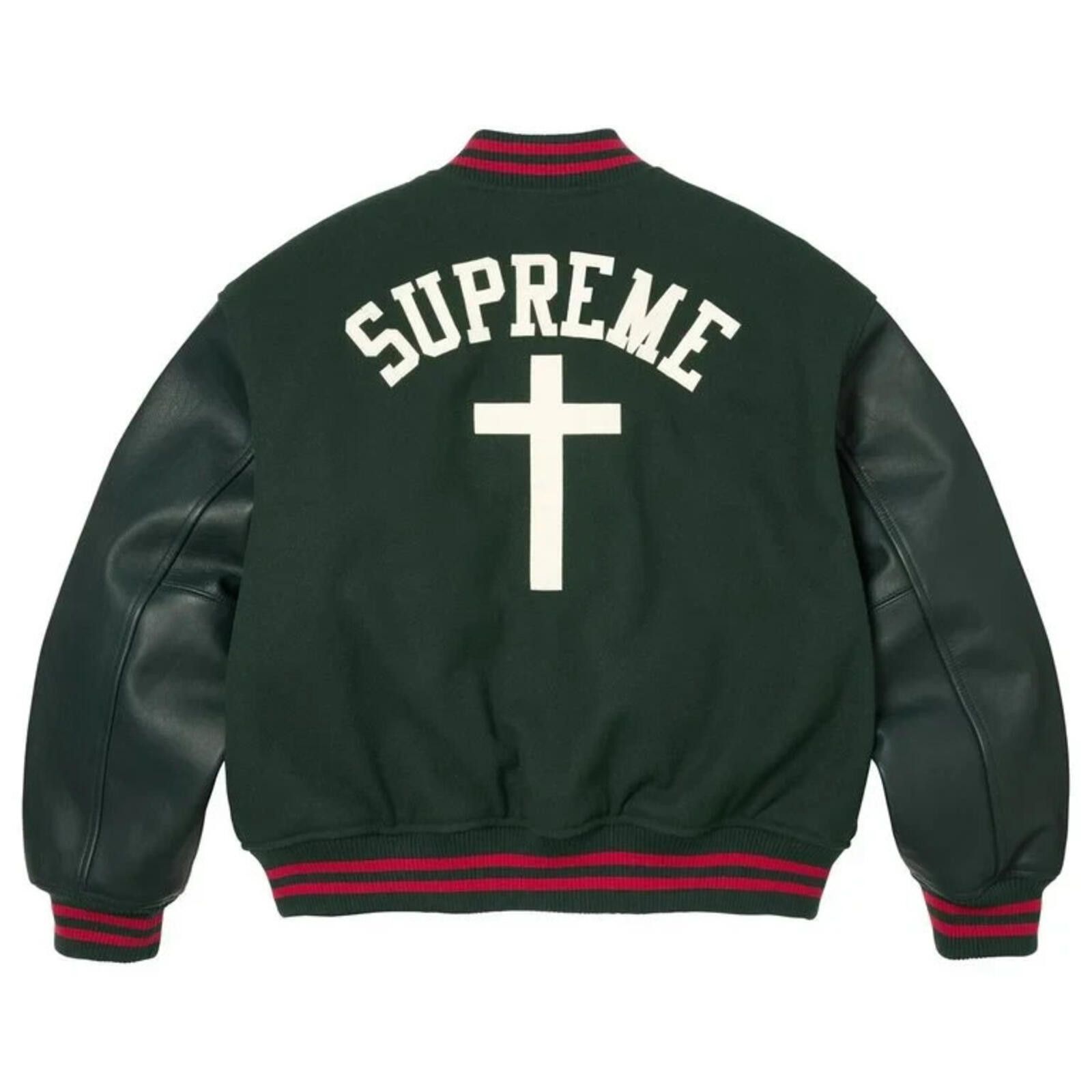 Supreme SS26 Supreme Cross Varsity Jacket Dark Green Large Size US L / EU 52-54 / 3 - 1 Thumbnail