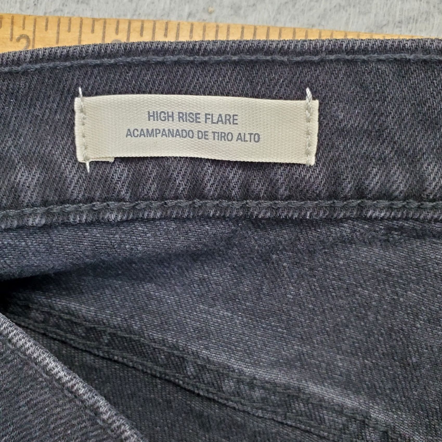 Vintage Universal Thread Jeans Womens Size 12 Flare Black Denim Dark Wash Zip Button Pockets Size 34" / US 12 / IT 48 - 7 Thumbnail