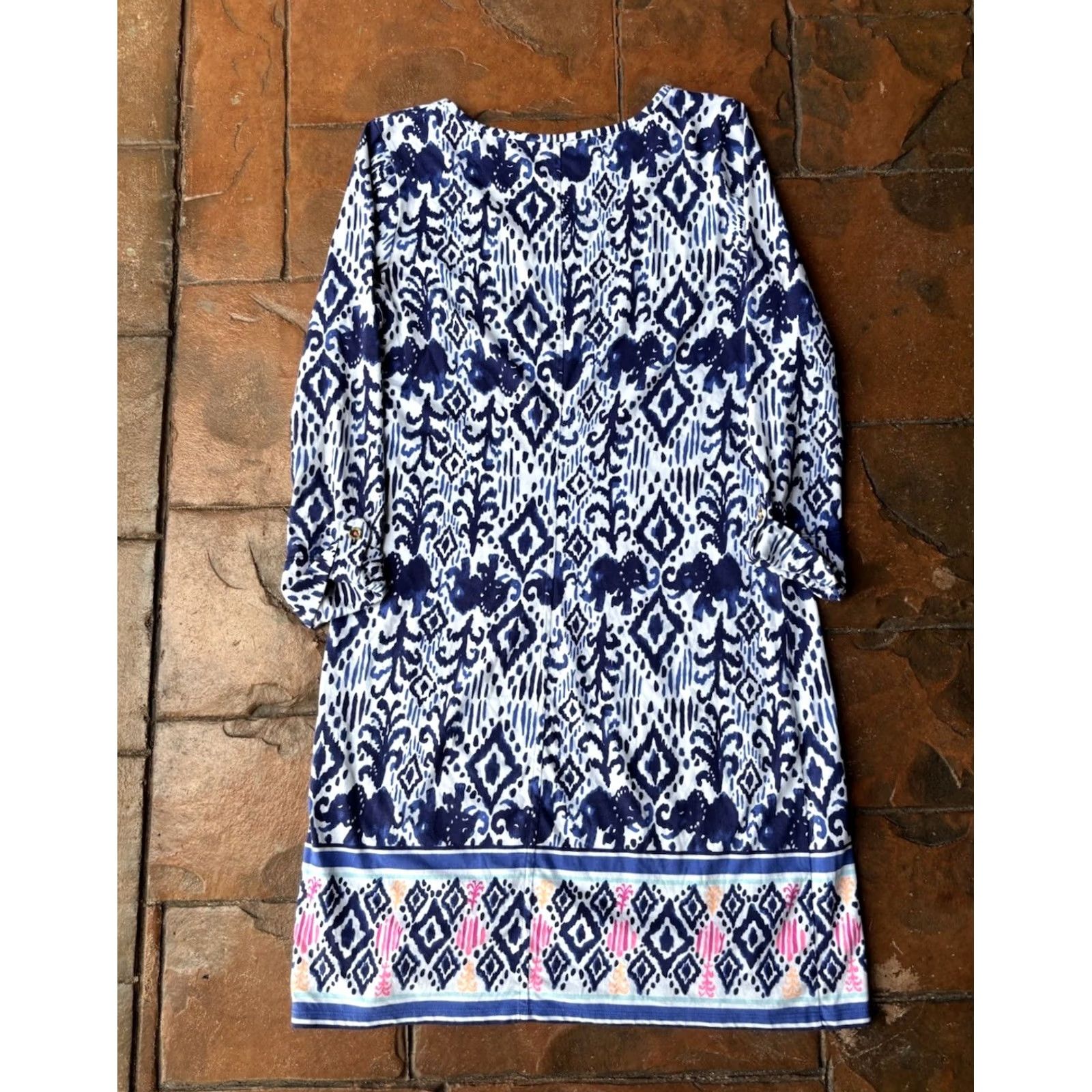 Lilly Pulitzer Lilly Pulitzer Ocean Ridge Ikat Dress Women’s Small 3/4 Sleeve A-Line Sundress Shirt Dress Multicolor Geometric Pattern Size S / US 4 / IT 40 - 3 Thumbnail