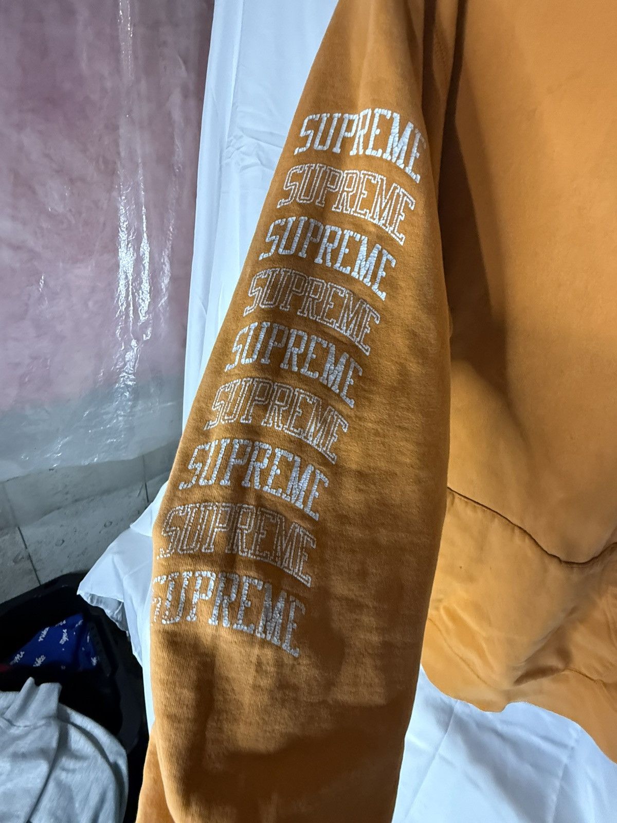 Supreme Supreme FW18 Repeat Sleeve Logo Hooded Sweatshirt Orange Size US XL / EU 56 / 4 - 4 Thumbnail