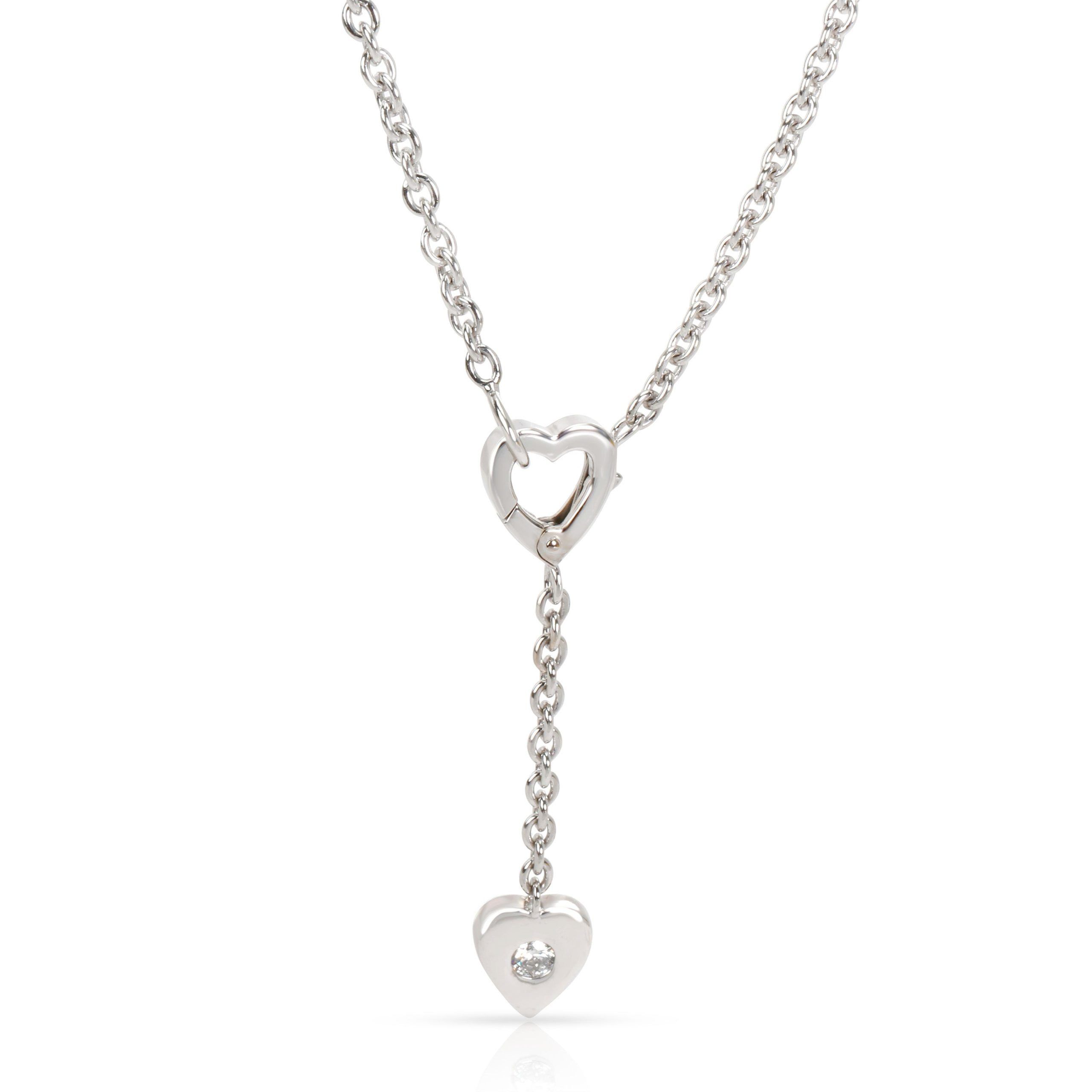 image of Cartier Mon Amour Heart Lariat Diamond Necklace In 18K White Gold 0.1 Ctw, Women's
