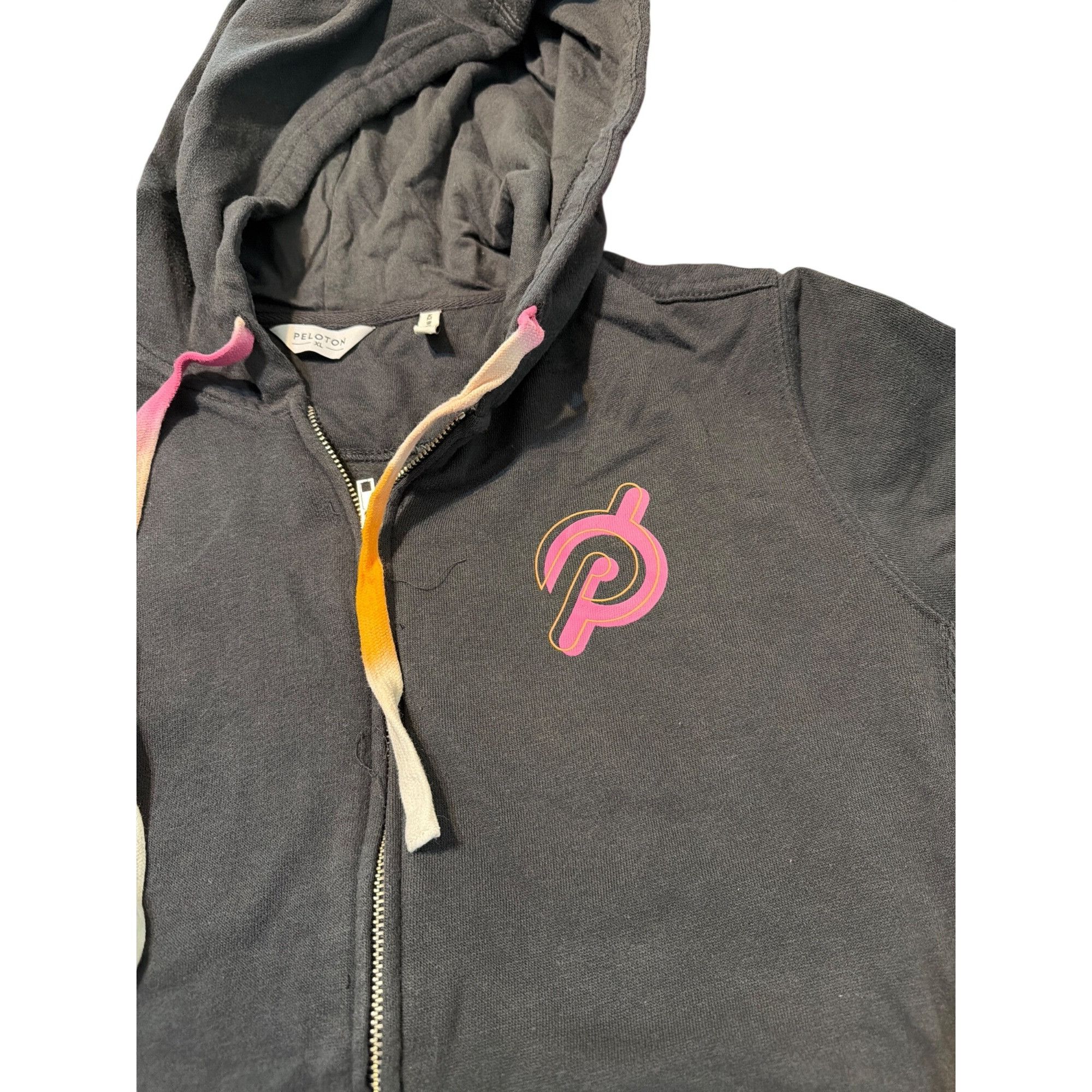 Peloton Peloton Womens Charcoal Gray Full-Zip Hoodie Pink Logo Ombre Size XL / US 12-14 / IT 48-50 - 2 Thumbnail