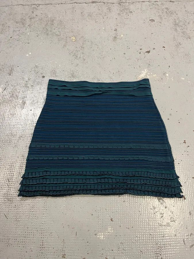 Roberto Cavalli Roberto Cavalli Teal Wool Textured Blue Midi Skirt Size 28" / US 6 / IT 42 - 7 Thumbnail