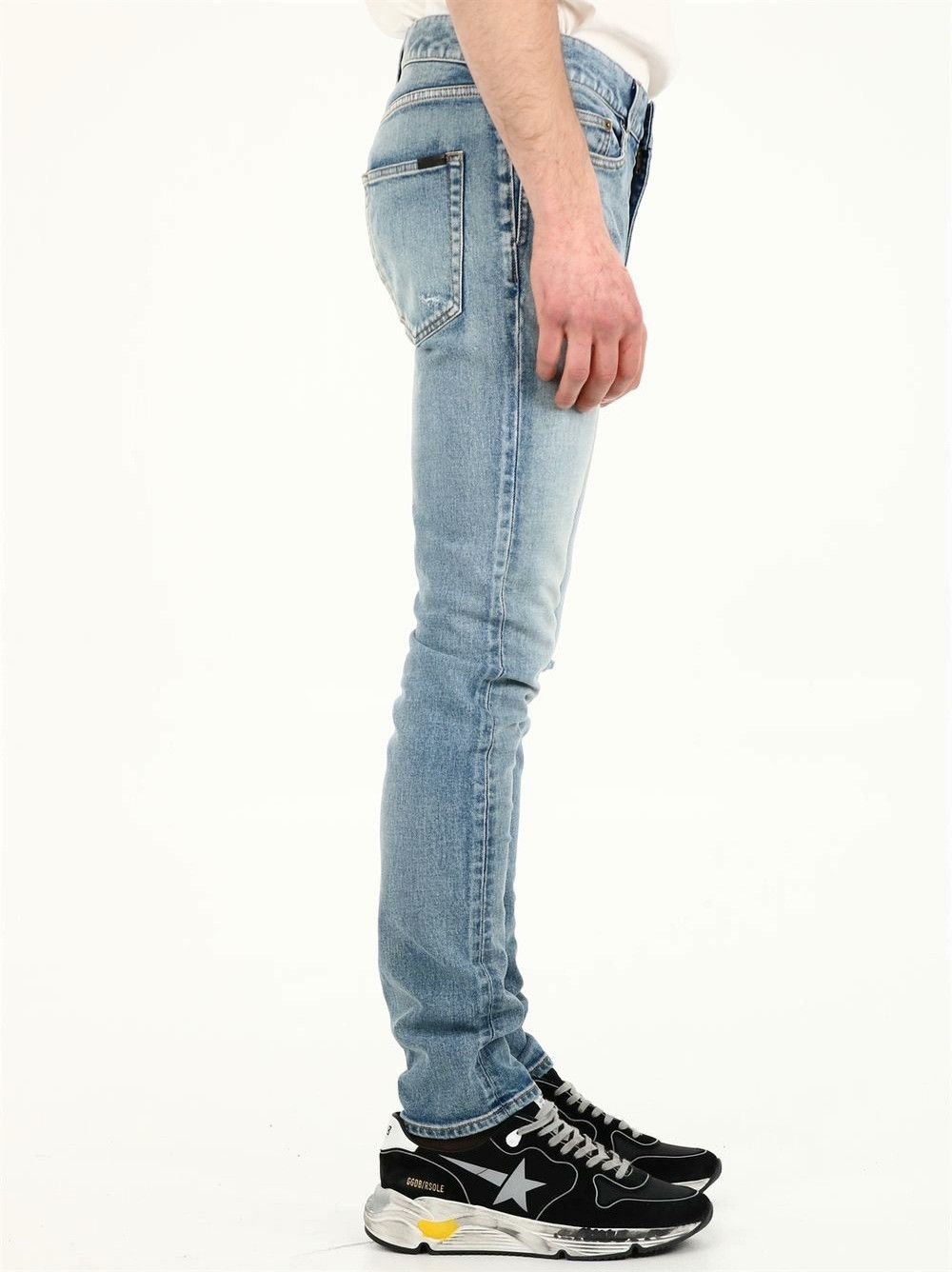 Saint Laurent Paris Saint Laurent Light Blue Distressed Jeans Size US 28 / EU 44 - 1 Thumbnail