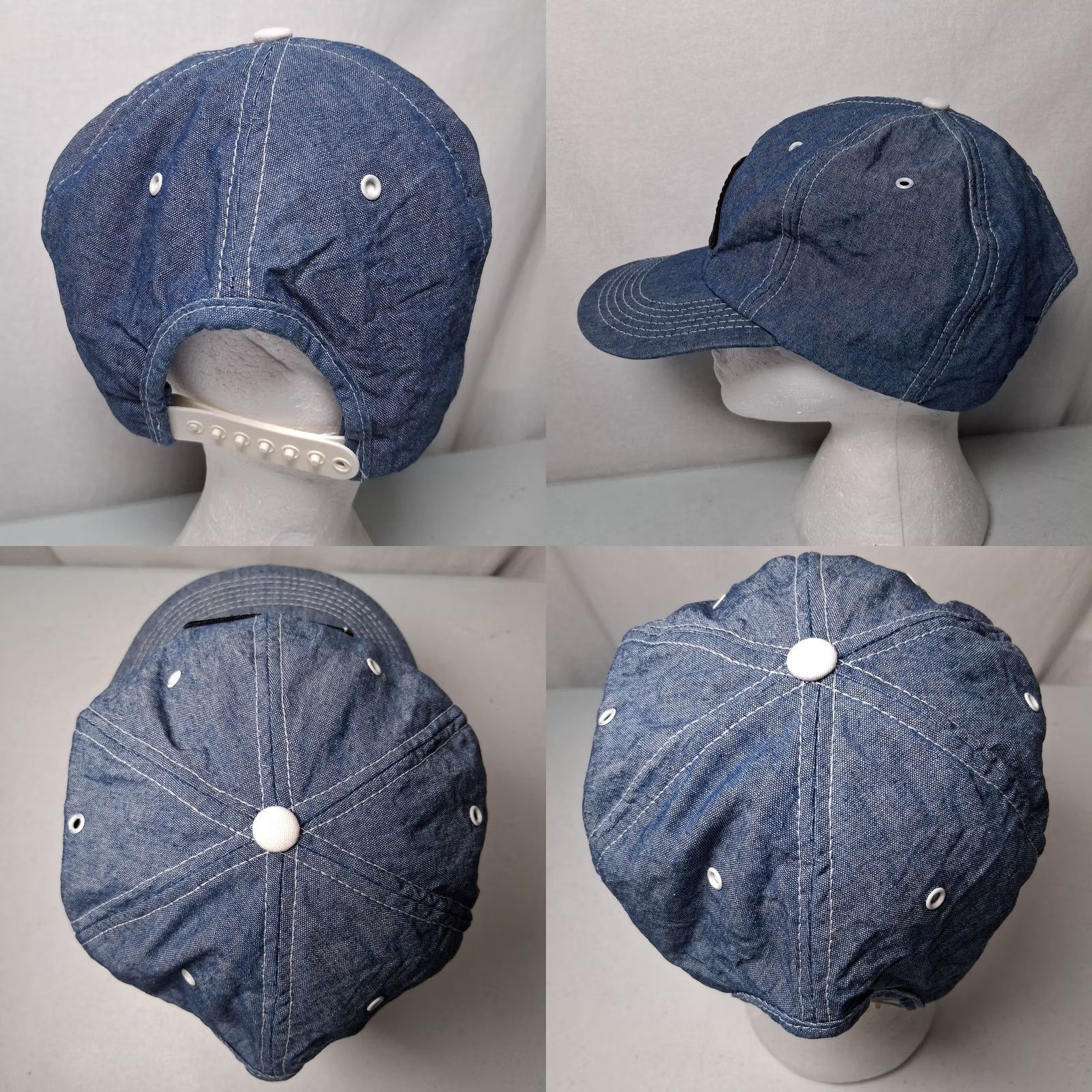 Caterpillar VINTAGE Caterpillar CAT Cap Hat Blue Chambray Denim Snap Back Work USA Size ONE SIZE - 8 Thumbnail