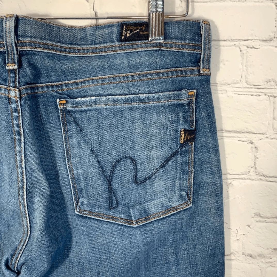 Citizens Of Humanity Citizens of Humanity Women Jeans Ingrid #002 Low Waist Flair 31 Blue Wide-Leg Stretch Jeans Womens Size 24" / US 00 / IT 34 - 4 Thumbnail