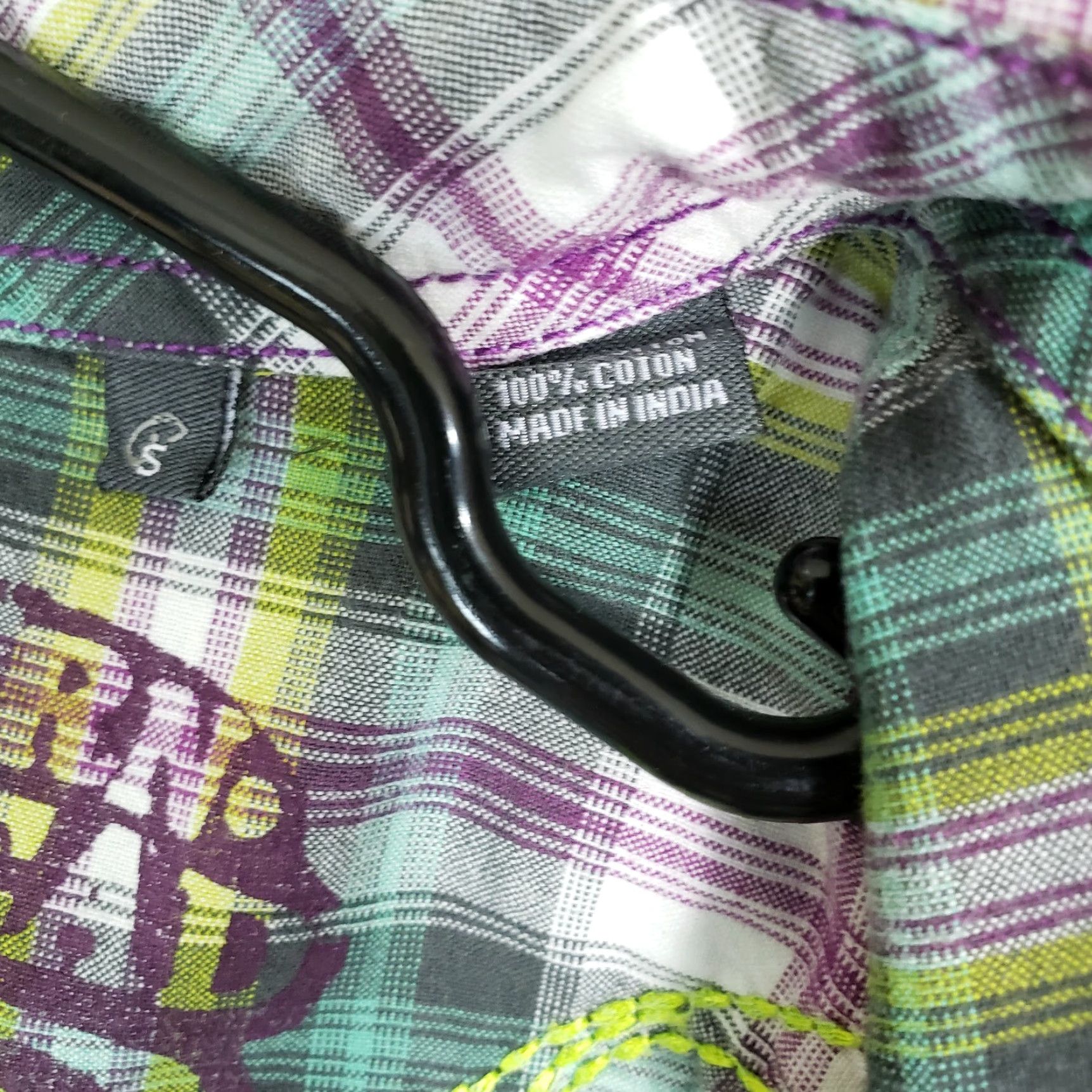 Vintage Southern Thread Shirt Womens Pearl Snap Plaid Embroidered Size Small Green Purple 3/4 Sleeve Button-Up Collared Size S / US 4 / IT 40 - 7 Thumbnail