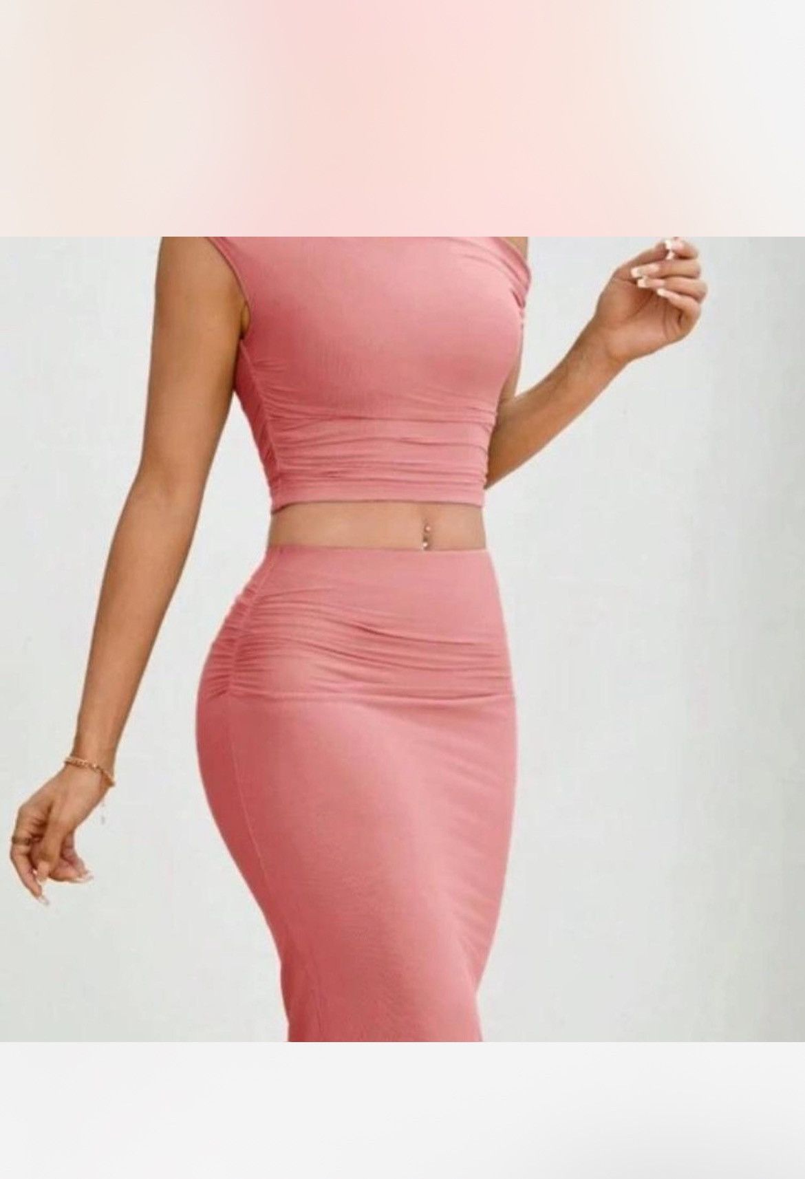 Shein Women's Asymmetric Neckline Top And Skirt Matching Set Size S / US 4 / IT 40 - 3 Thumbnail