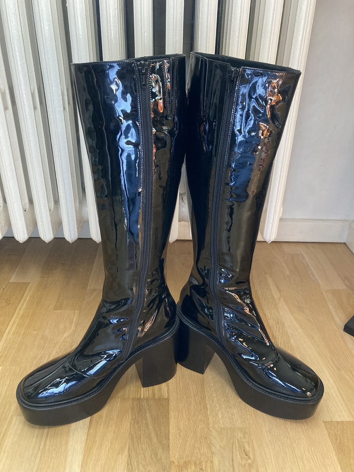 A.F. Vandevorst Knee high patent leather platforms Size US 11 / IT 41 - 3 Thumbnail