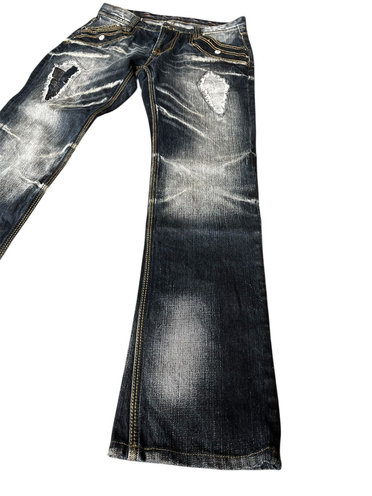 Nicole Club Nicole Club For Men Acid Wash Claw Mark Slim Flare Denim Size US 31 - 4 Thumbnail