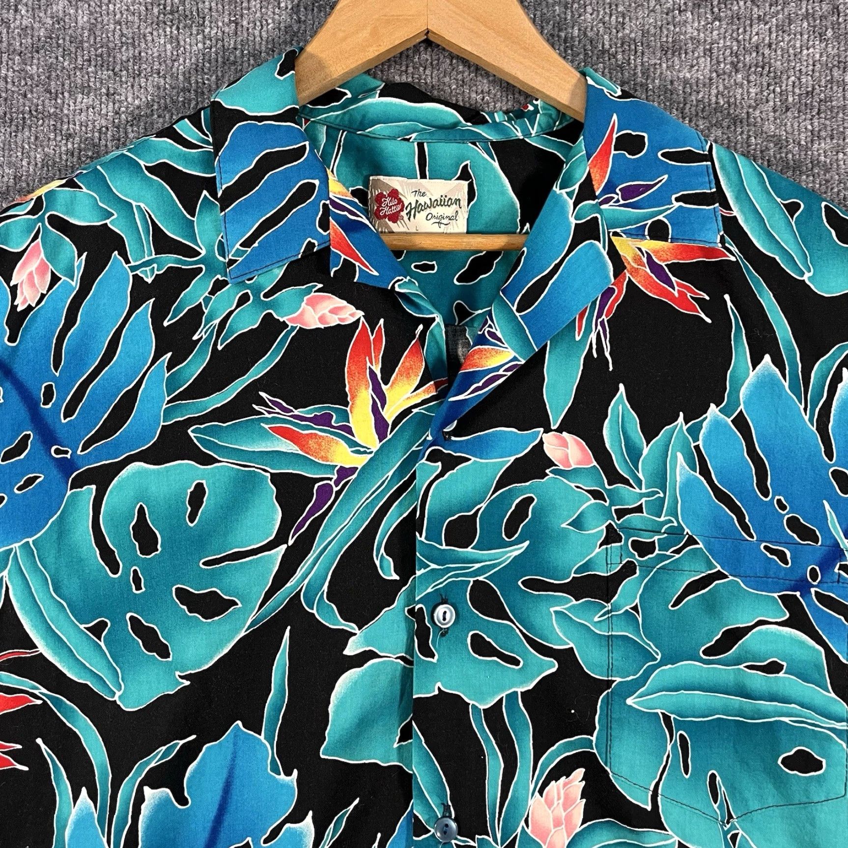 Hilo Hattie VINTAGE Hilo Hattie Shirt Large L Blue Green Hawaiian Floral Button-Up Short Sleeve Collared 90s Mens Tropical Casual Size US L / EU 52-54 / 3 - 2 Thumbnail