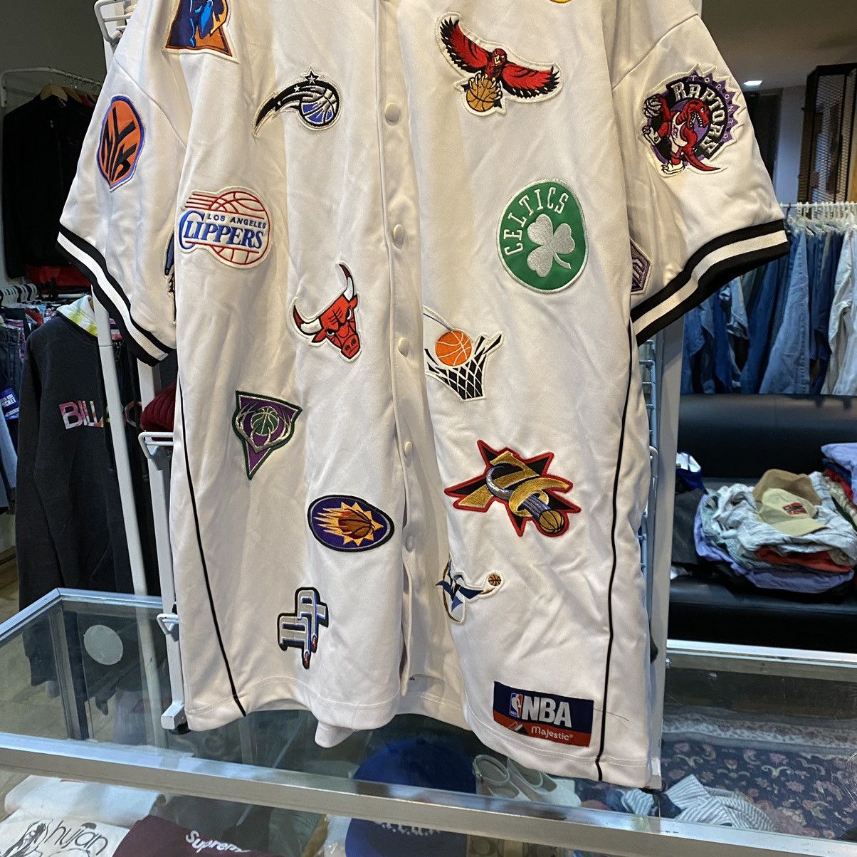 NBA × Vintage RARE🤯🤯Vintage NBA patchwork all over logo jerseys white Size US XXL / EU 58 / 5 - 4 Thumbnail