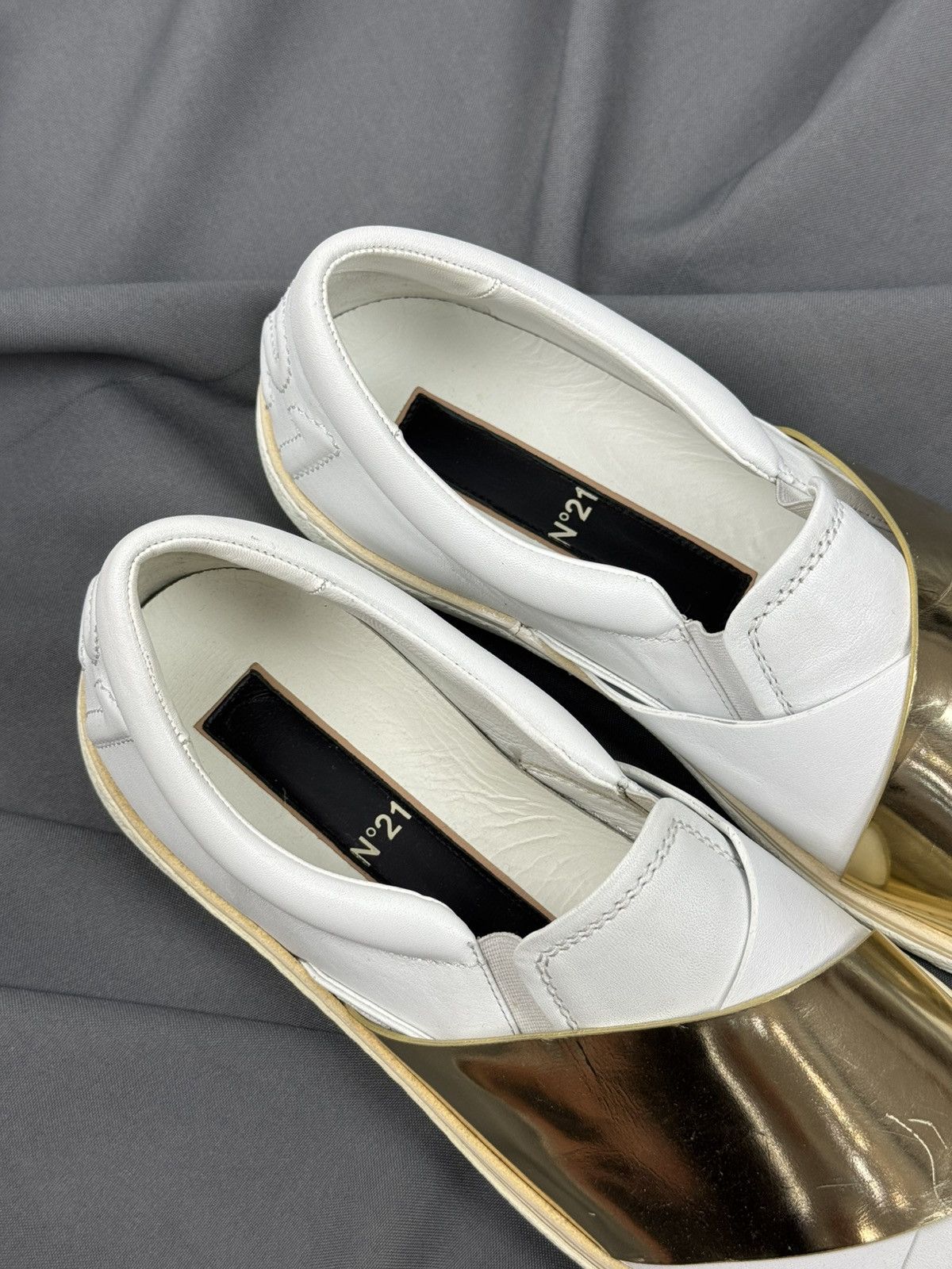 N21 N21 Slip On Leather White/Gold Shoes Made in Italy Size US 9 / EU 42 - 12 Thumbnail