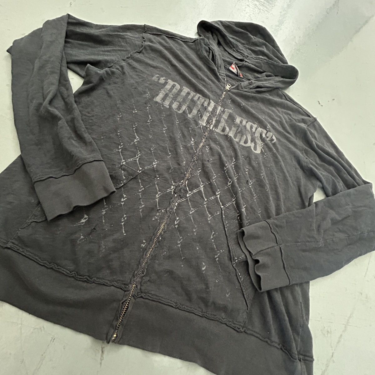 Vintage Live Ride Rules “RUTHLESS” Zip Hoodie – Y2K Grunge Size US M / EU 48-50 / 2 - 2 Thumbnail