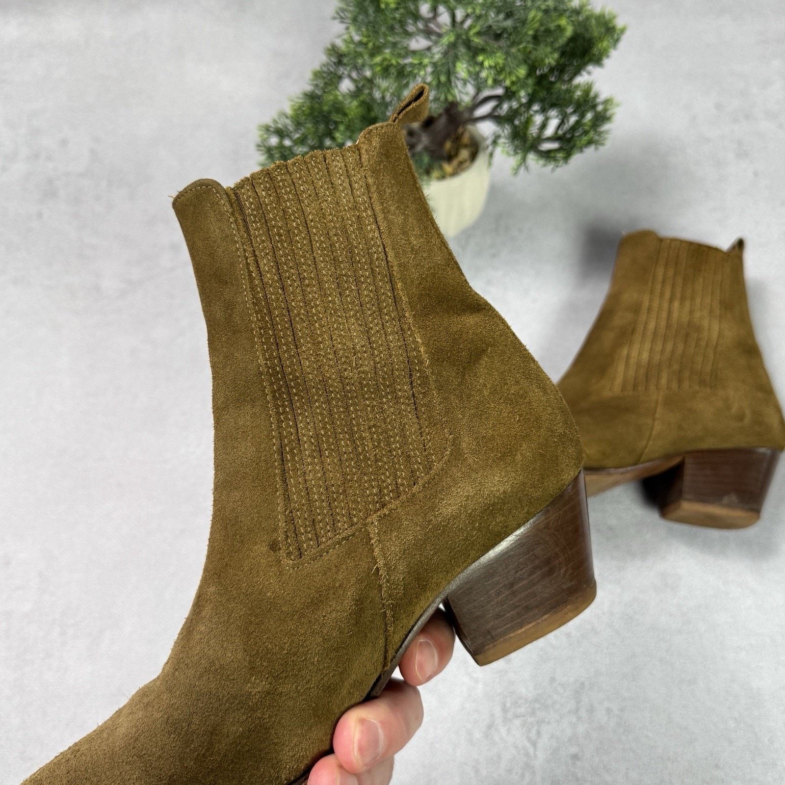Sandro Sandro Women Western Boots Suede Brown Size 37 US 7 Size US 7 / IT 37 - 8 Thumbnail