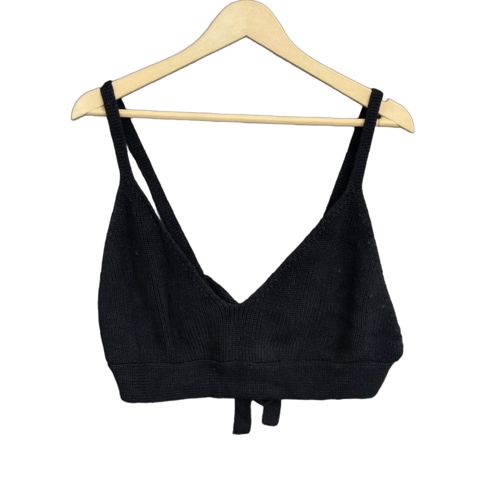 Vintage Wild Fable Tank Top Womens Open Work Cropped Back Tie V-Neck Sleeveless Black XXL Size XXL / US 16-18 / IT 52-54 - 1 Thumbnail