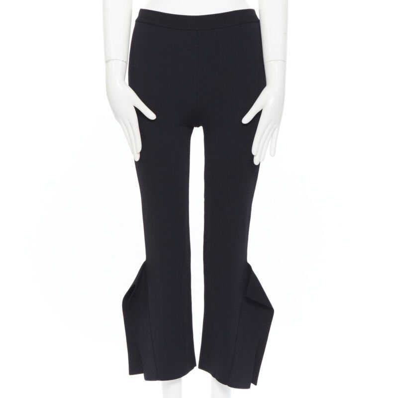 Stella McCartney STELLA MCCARTNEY black viscose blend panel flared hem stretch cropped pants FR34 Size 25" / US 0 / IT 36 - 1 Thumbnail