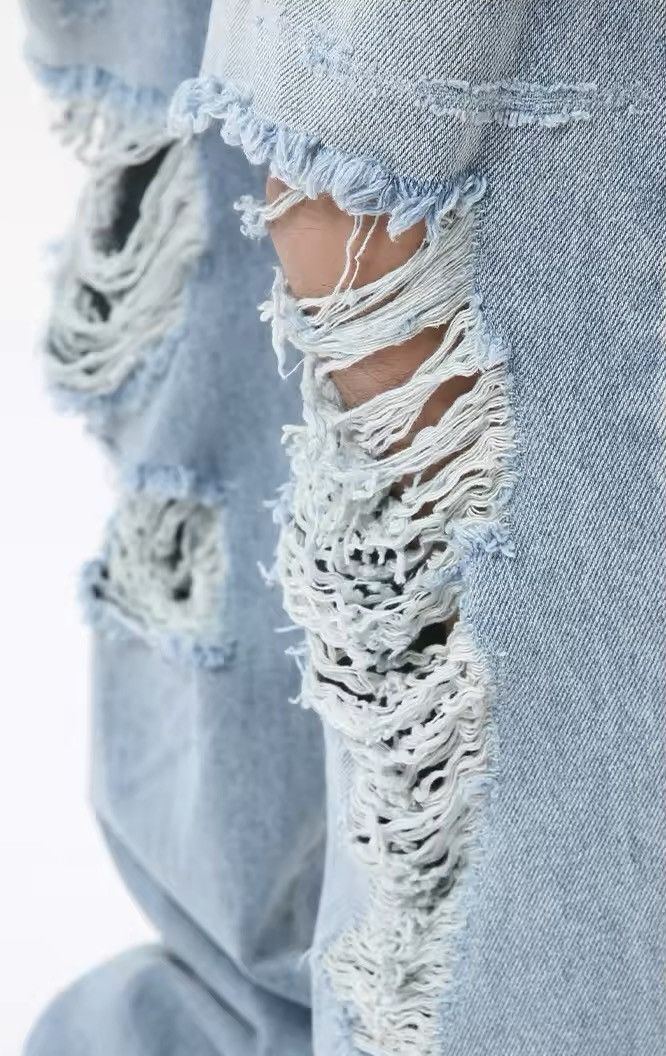 Japanese Brand × Vintage Y2K Ripped Hole Baggy Jean Size US 31 - 5 Thumbnail
