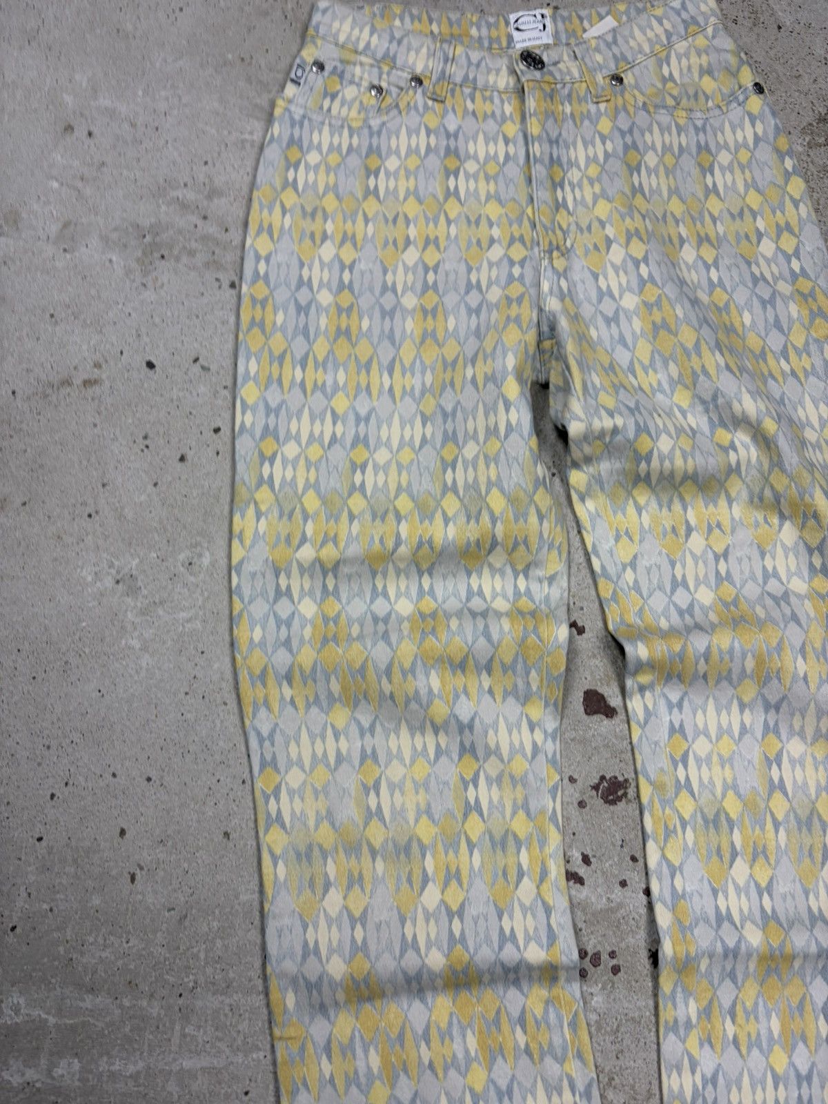 Roberto Cavalli Vintage 1990s Roberto Cavalli Jeans Geometric Abstract Size 24" / US 00 / IT 34 - 5 Thumbnail