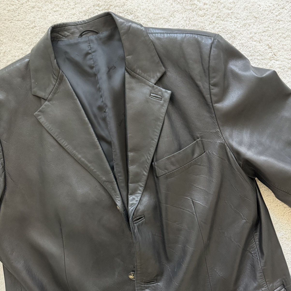 Salvatore Ferragamo Salvatore Ferragamo Leather Blazer Size 52R - 2 Thumbnail