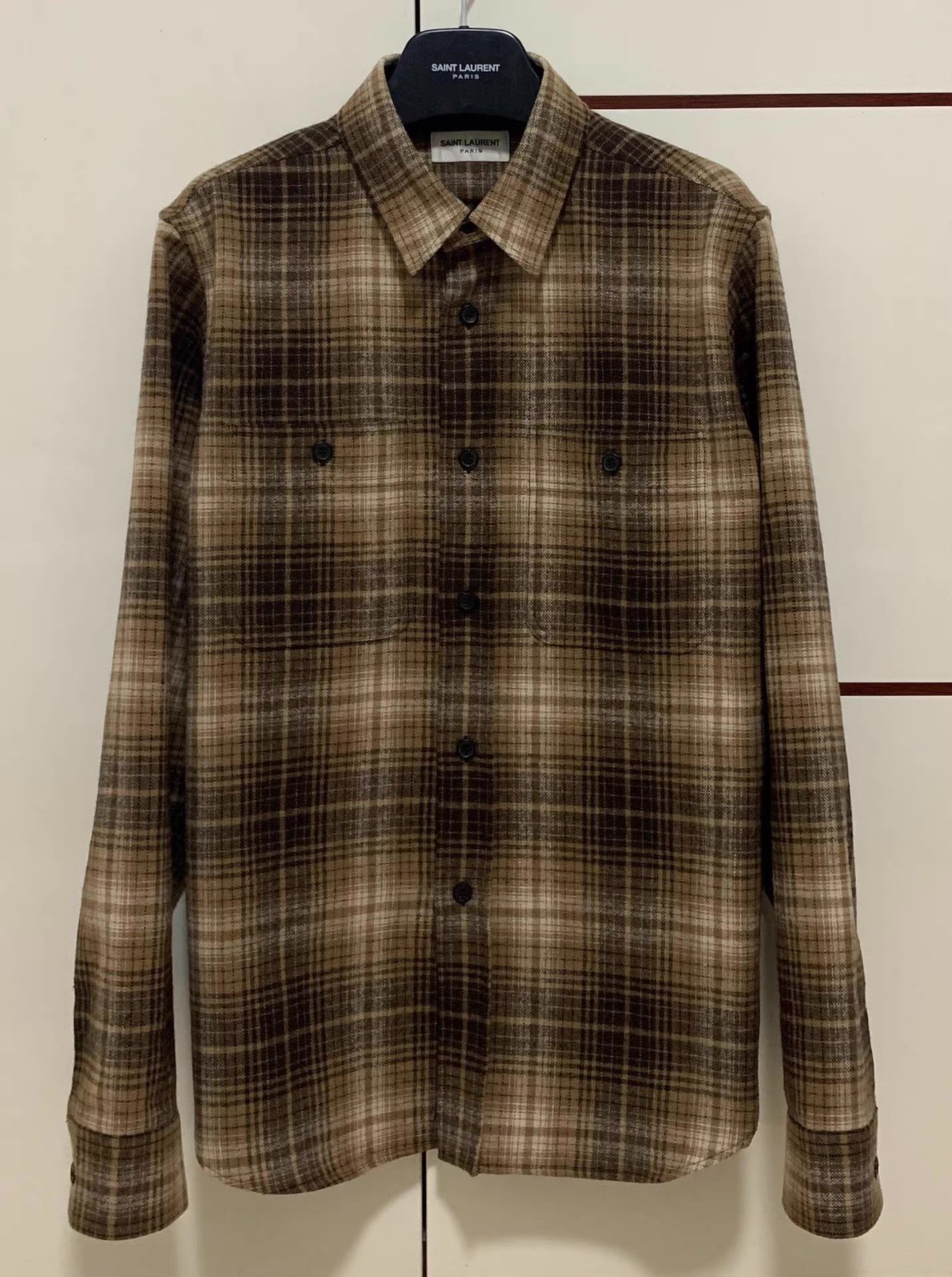 Saint Laurent Paris Plaid Long-Sleeve Button-Up Shirt Size US XL / EU 56 / 4 - 1 Thumbnail