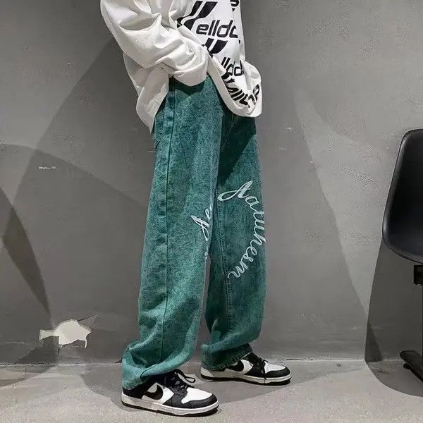 Japanese Brand Vintage embroidery high street ins loose straight jeans Size US 32 / EU 48 - 7 Thumbnail