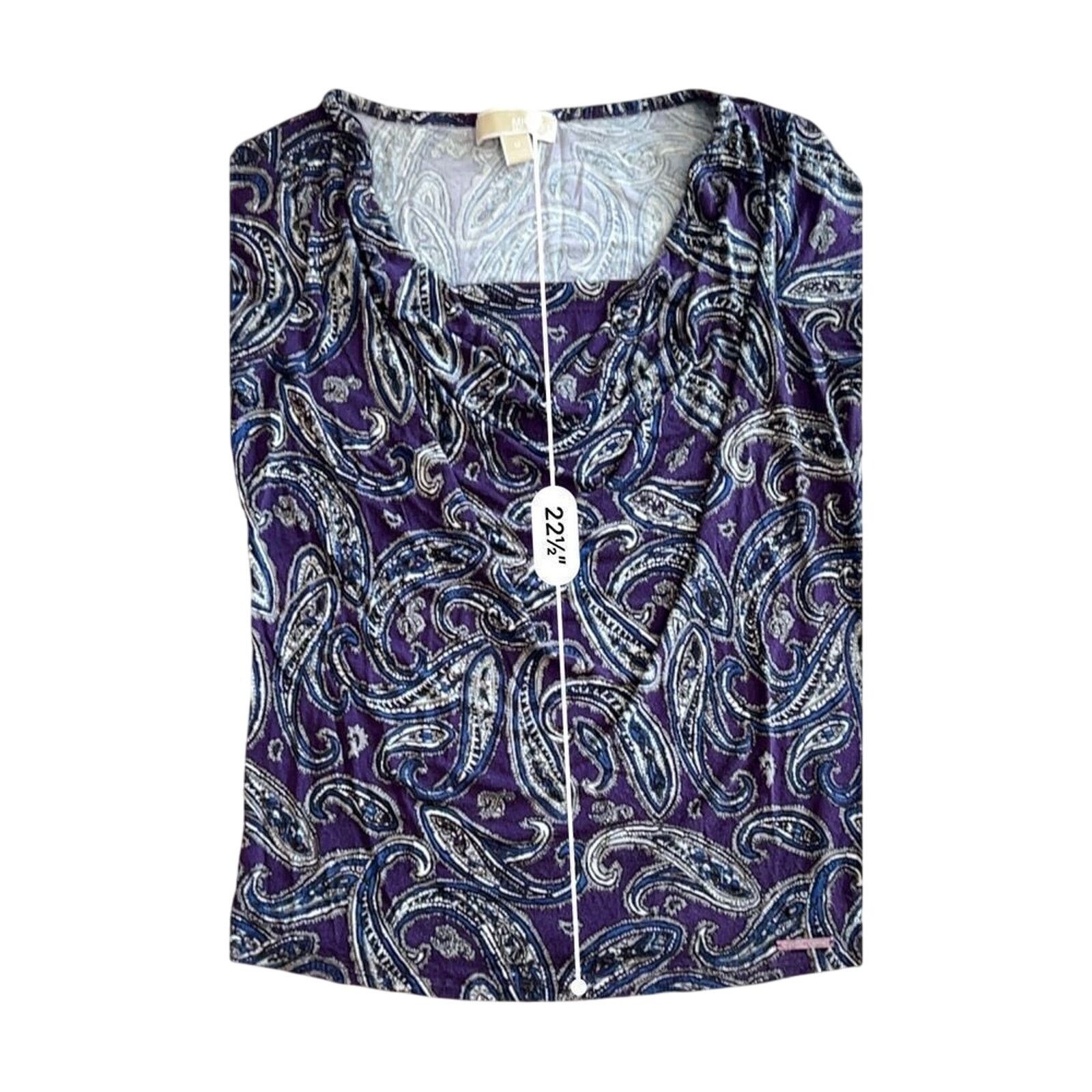 Michael Kors Michael Kors Purple 3/4 Sleeve Italian Paisley Blouse MEDIUM Size M / US 6-8 / IT 42-44 - 8 Thumbnail